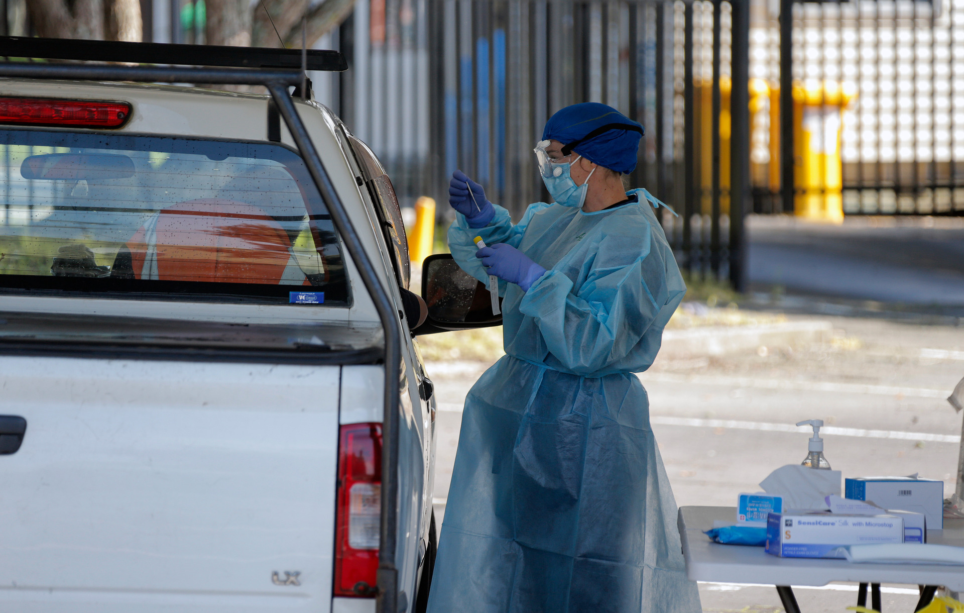 The August cluster saw 179 infections and three deaths, as well as numerous testing stations - like the one pictured - all over South Auckland. Photo / Alex Burton 
