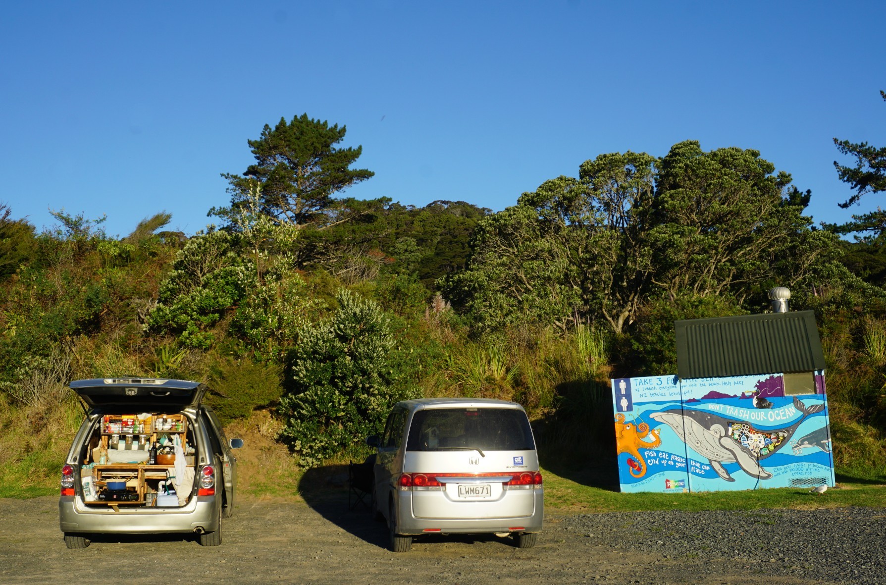Parked up next to a public toilet. Photo / Supplied