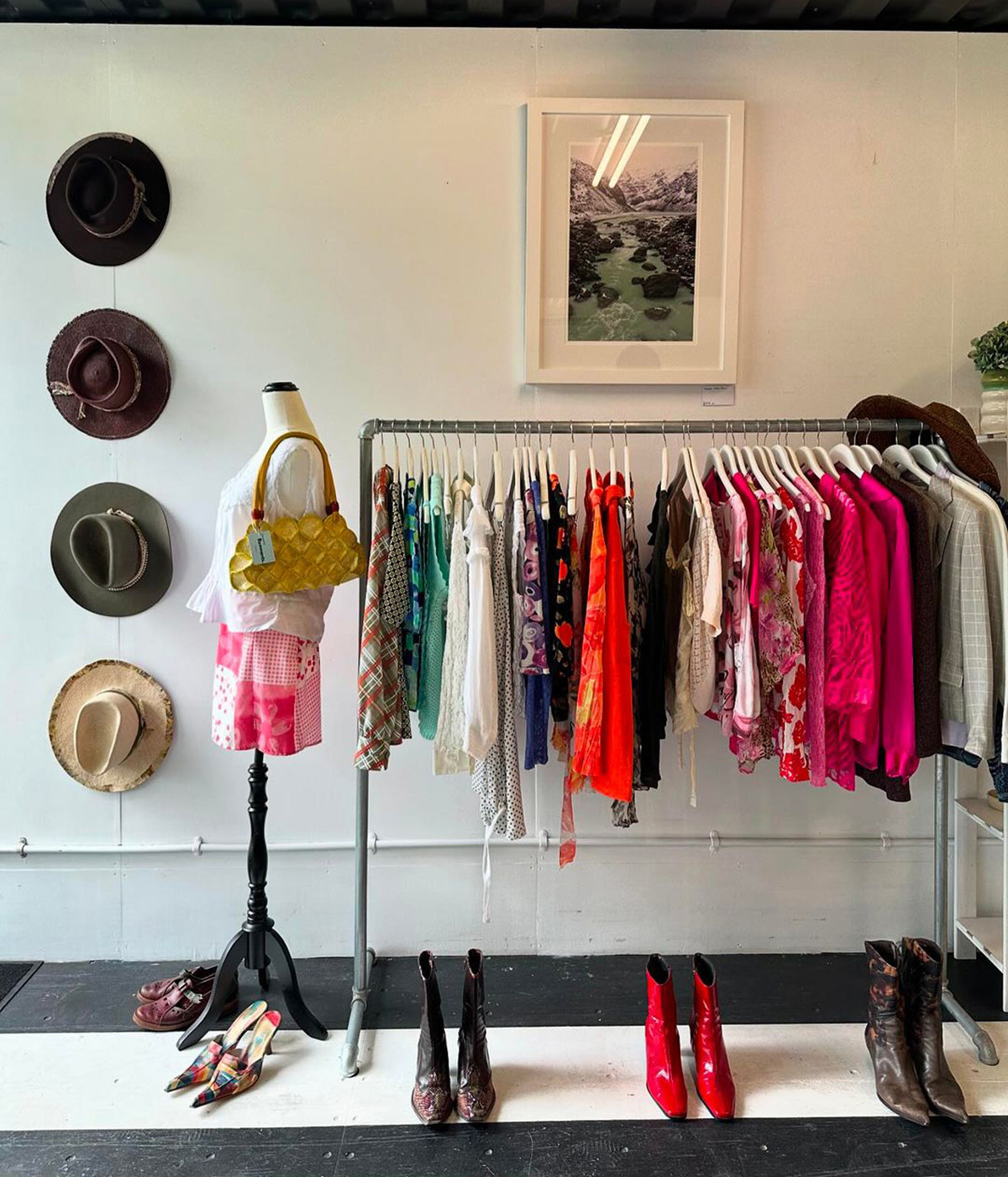 In the shared Remnants space, Kayla retails her handmade clothing alongside a curation of vintage and second-hand pieces. 
