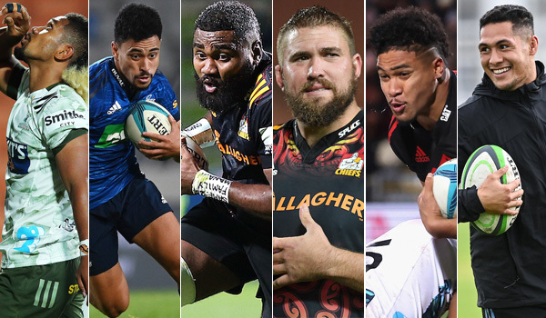 New All Blacks Folau Fakatava, Stephen Perofeta, Pita Gus Sowakula, Aidan Ross, Leicester Fainga'anuku and Roger Tuivasa-Sheck. Photos / Photosport