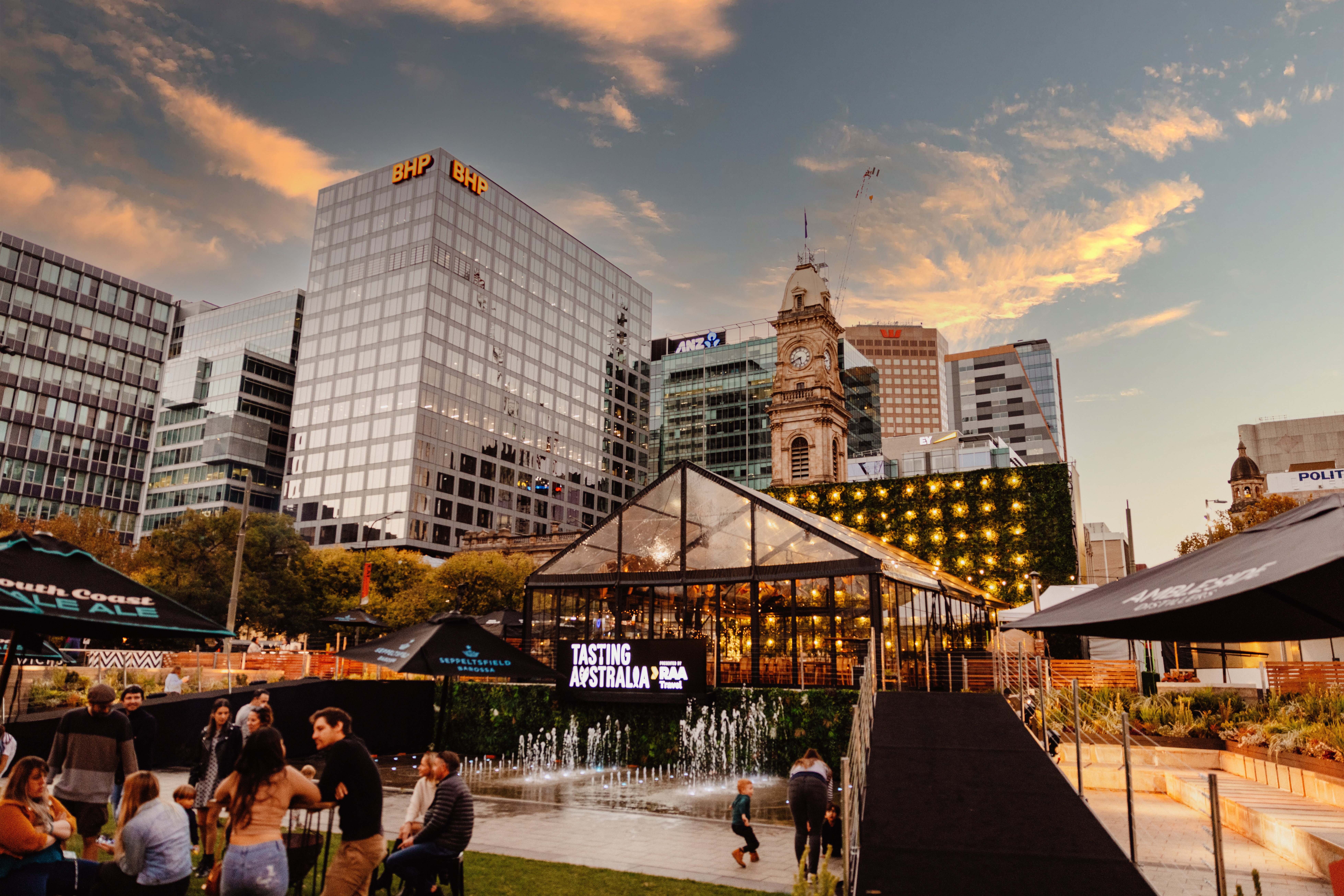 Tasting Australia's Town Square festival hub is alive with masterclasses and diverse eating and drinking experiences. Photo / Supplied