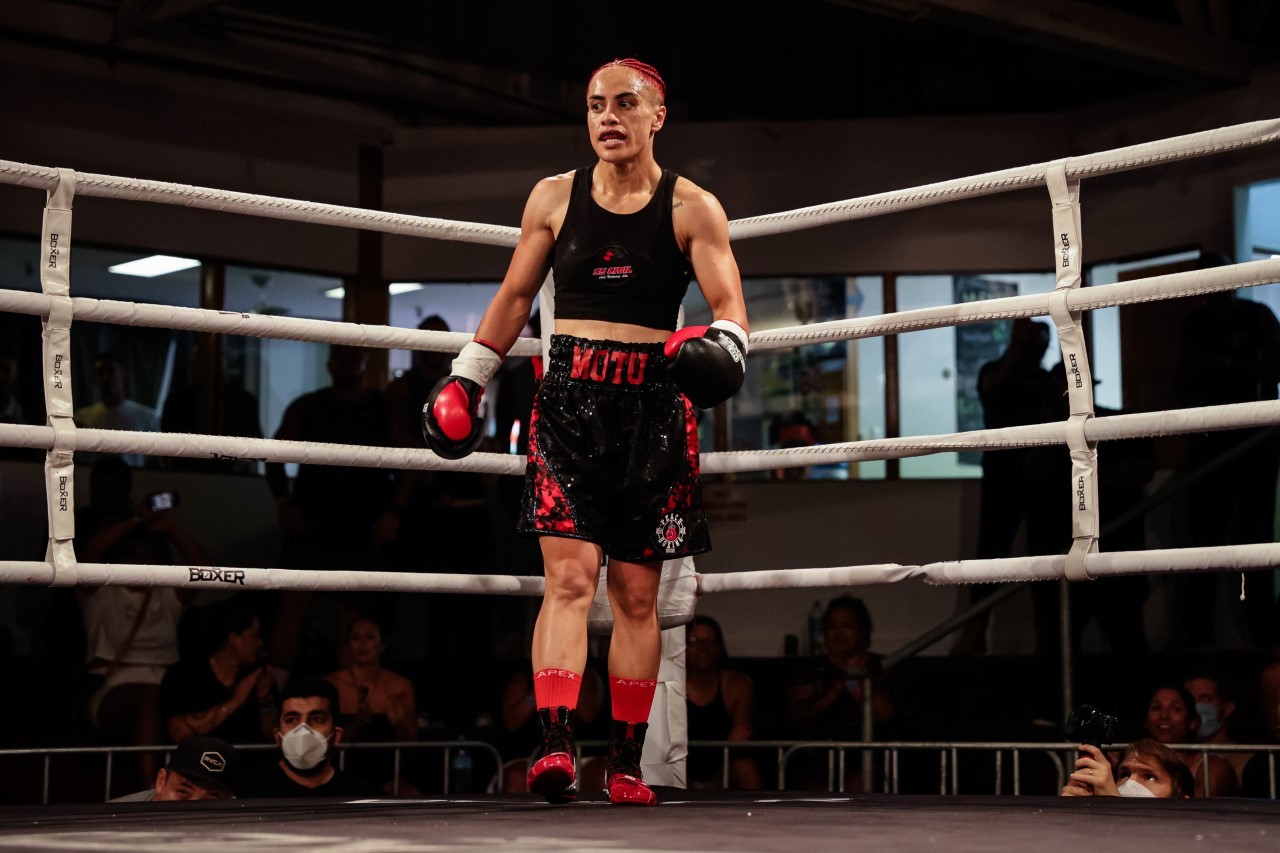 Kaitāia boxer Mea Motu is stepping up her campaign to get a world title fight. Photo / Supplied