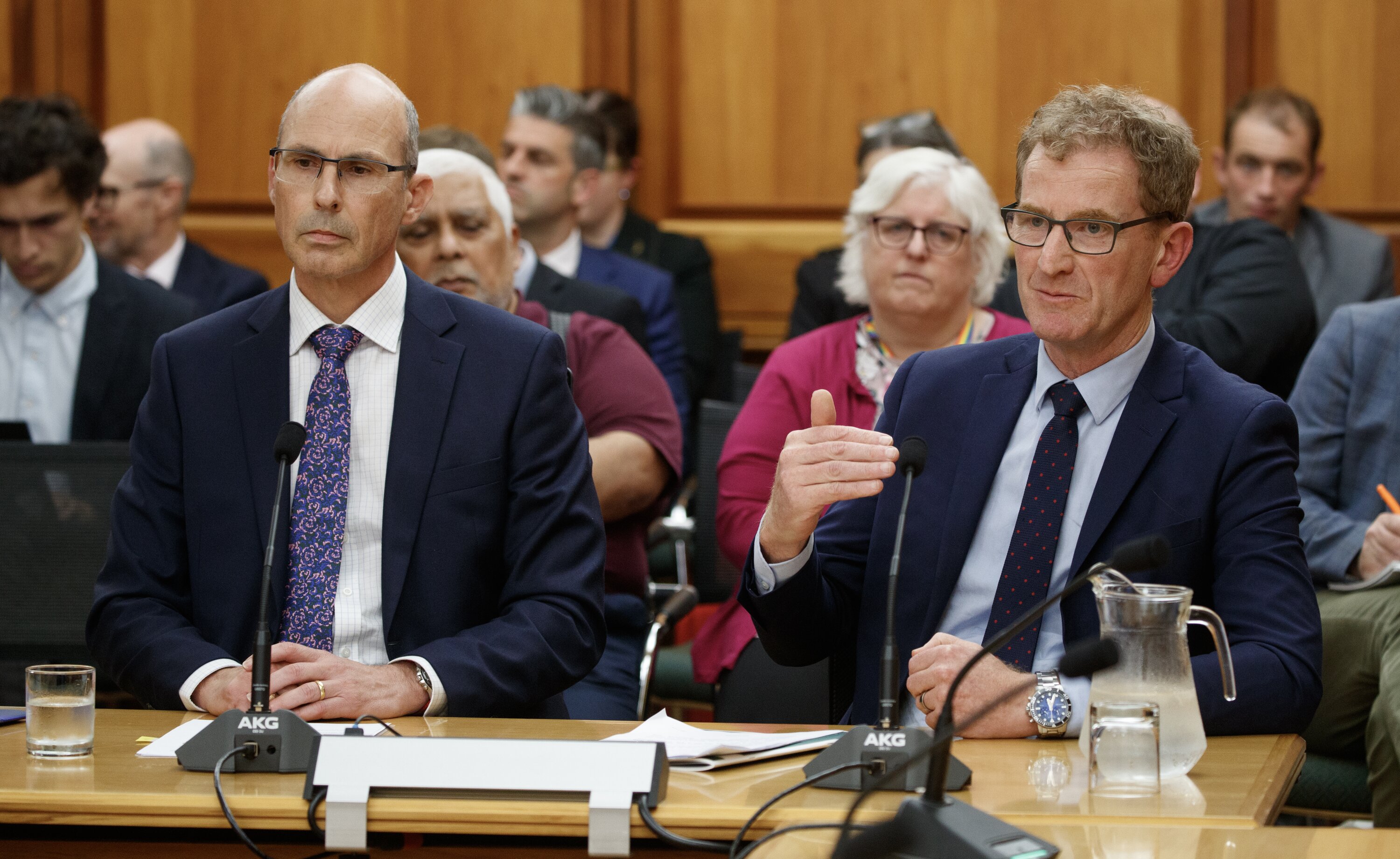 Government Communications Security Bureau director general Andrew Clark (left) and NZ Security Intelligence Service director general Andrew Hampton. Photo / Mark Mitchell.