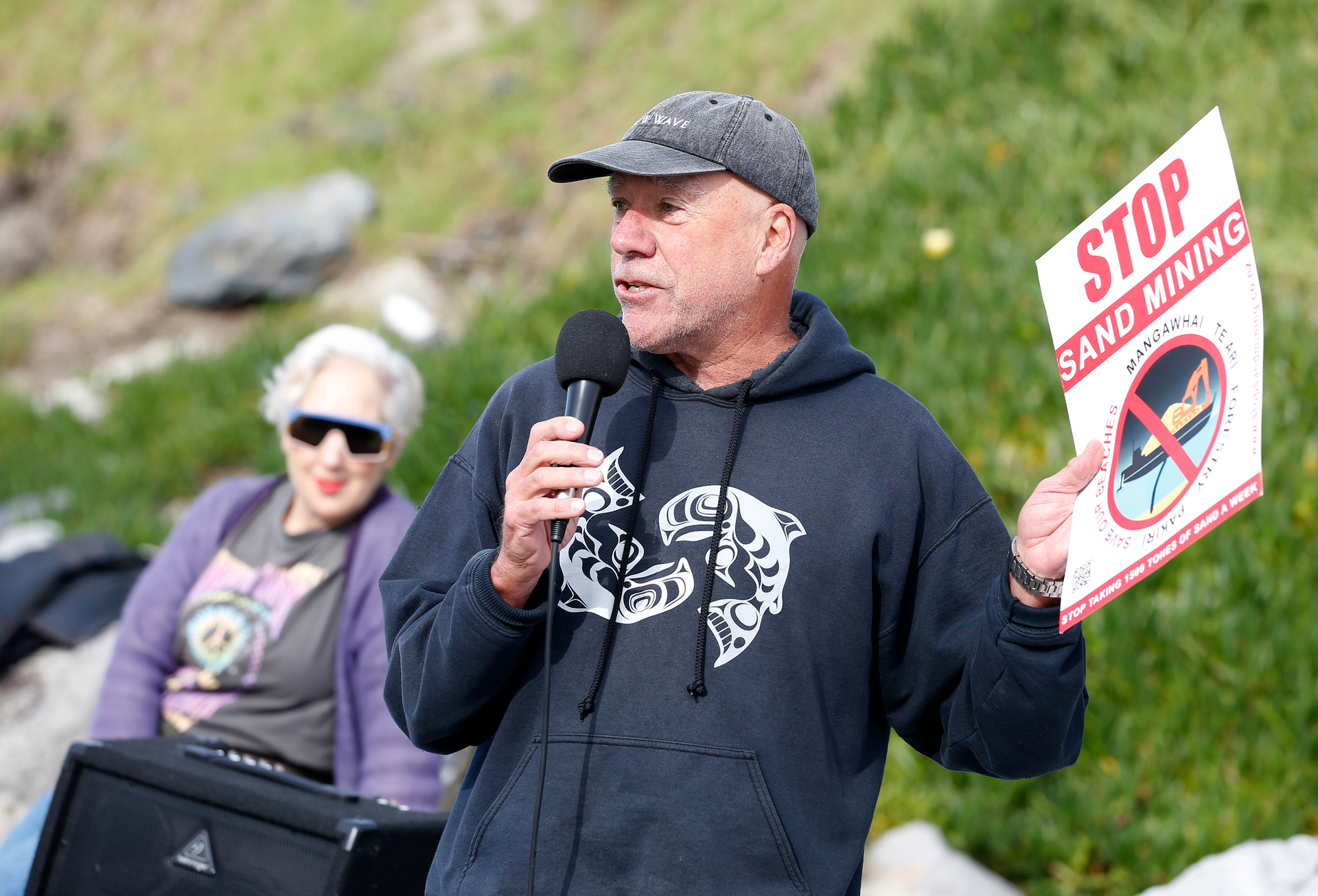 Local Mangawhai resident Mark Perry at the SOS protest on Sunday. Photo / Michael Cunningham