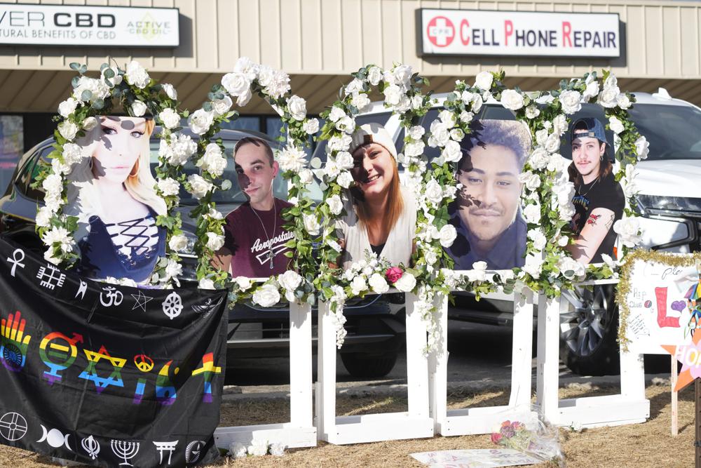 Photographs of the victims of a mass shooting at a gay nightclub in Colorado Springs last weekend are displayed at a makeshift memorial. Photo / AP