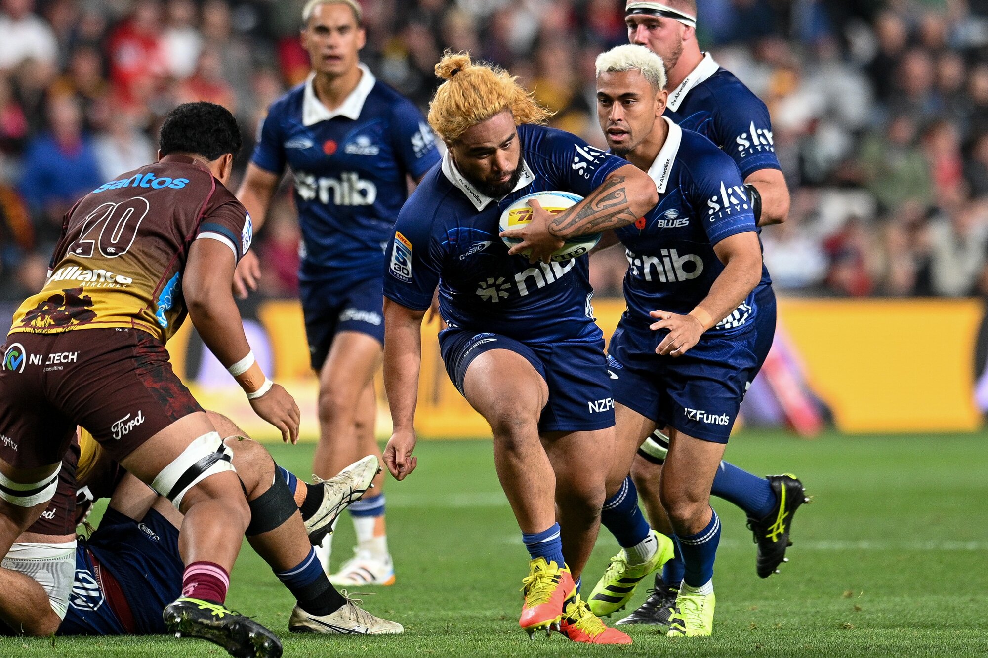 Sam Matenga on the charge against the Reds in Christchurch. Photo / SmartFrame