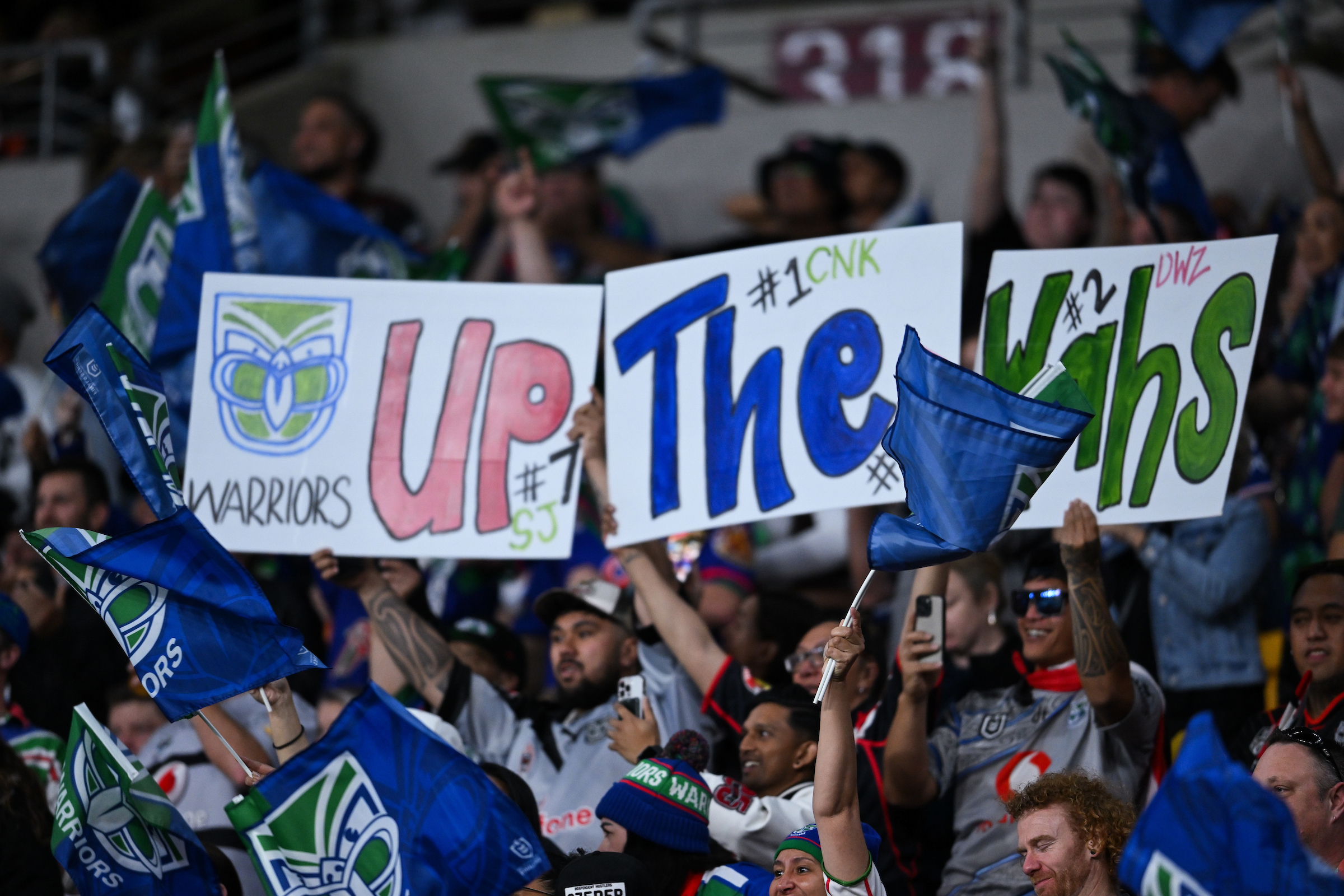 Warriors fans during the NRL finals run this year. Photo / Zain Mohammed, NRL Photos