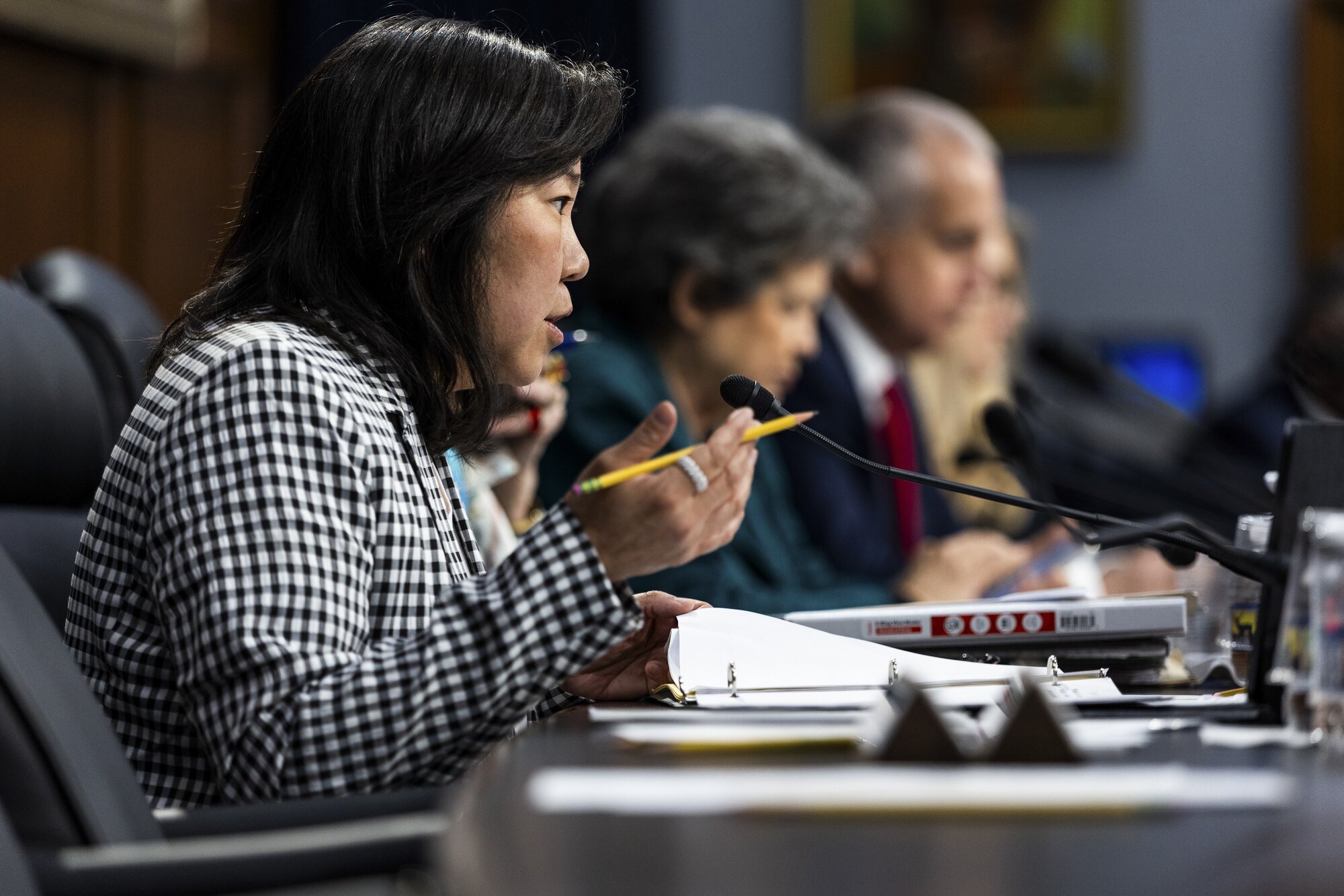 Representative Grace Meng, Democrat of New York, questioning Secretary of State Marco Rubio during a hearing this month. Photo / Demetrius Freeman, The New York Times