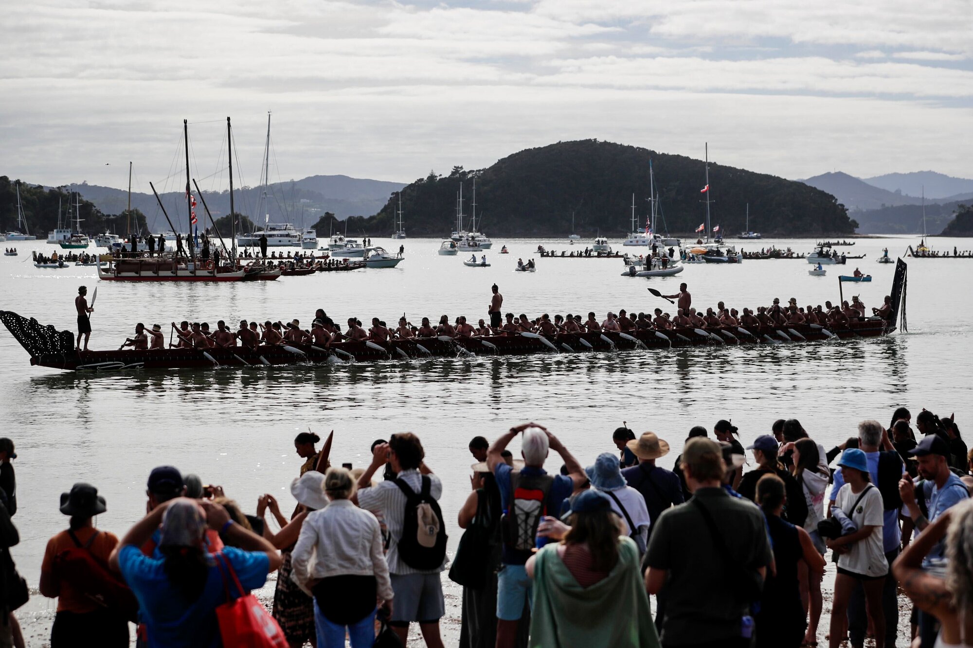Waka and paddlers on the water. Photo / Dean Purcell 