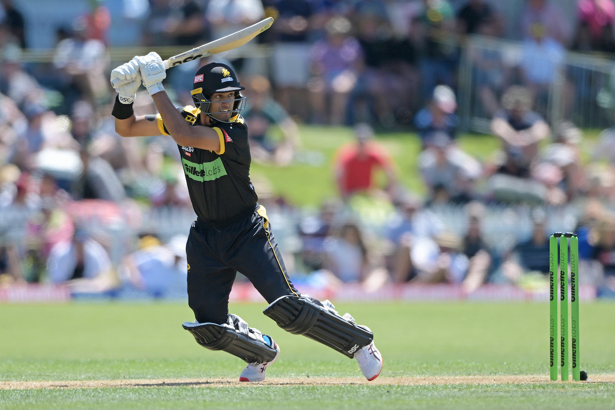 Rachin Ravindra bats for Wellington in the Super Smash. Photo / Photosport