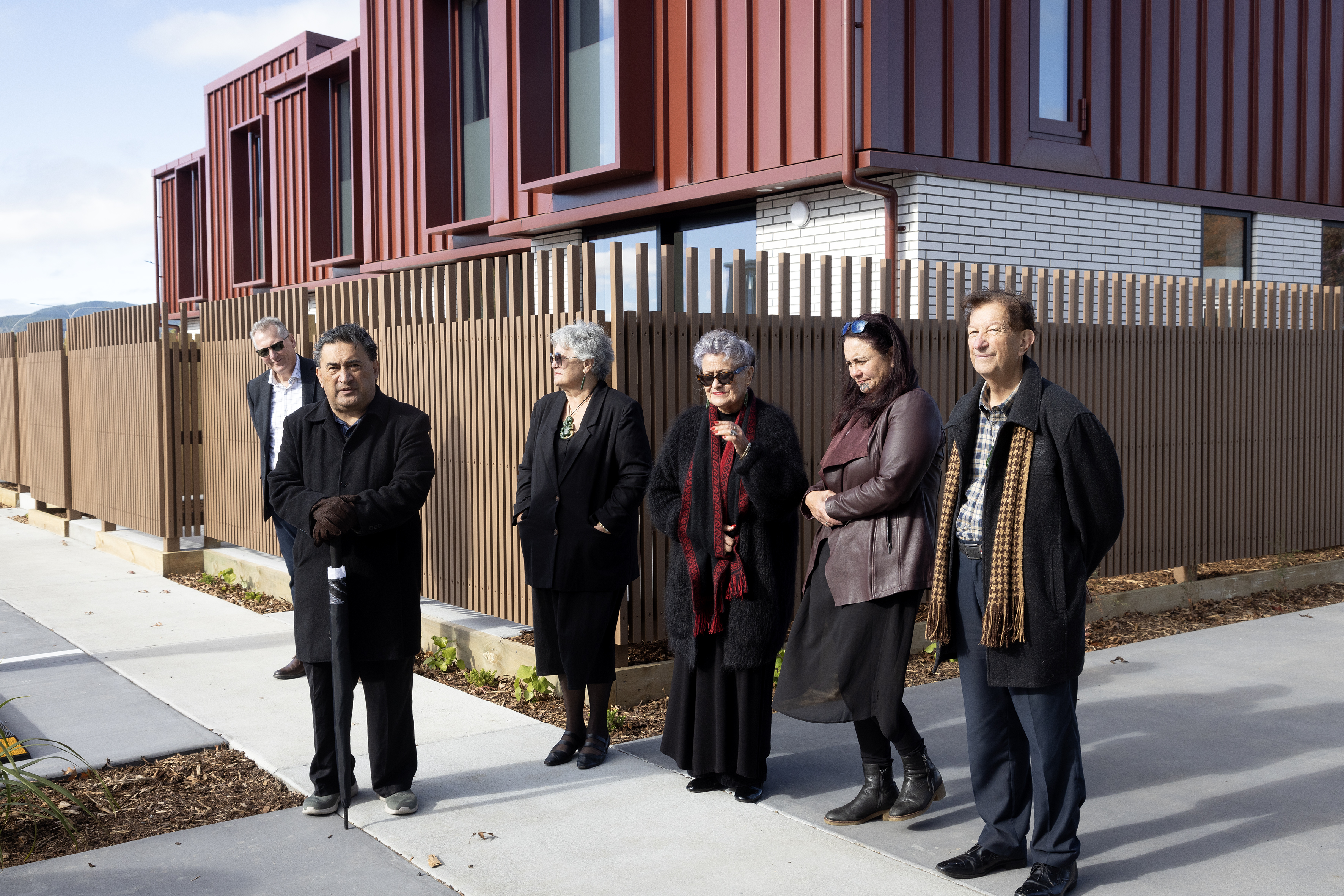 Kingi Biddle speaks at the opening of the Lake Rd Kāinga Ora apartments. Photo / Andrew Warner