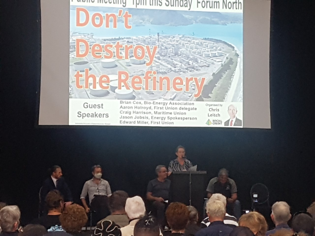 Speakers on Sunday included Craig Harrison, Maritime Union; Aaron Holroyd, senior refinery operator and First Union site delegate; Edward Miller, First Union, and Brian Cox, Bio-Energy Association