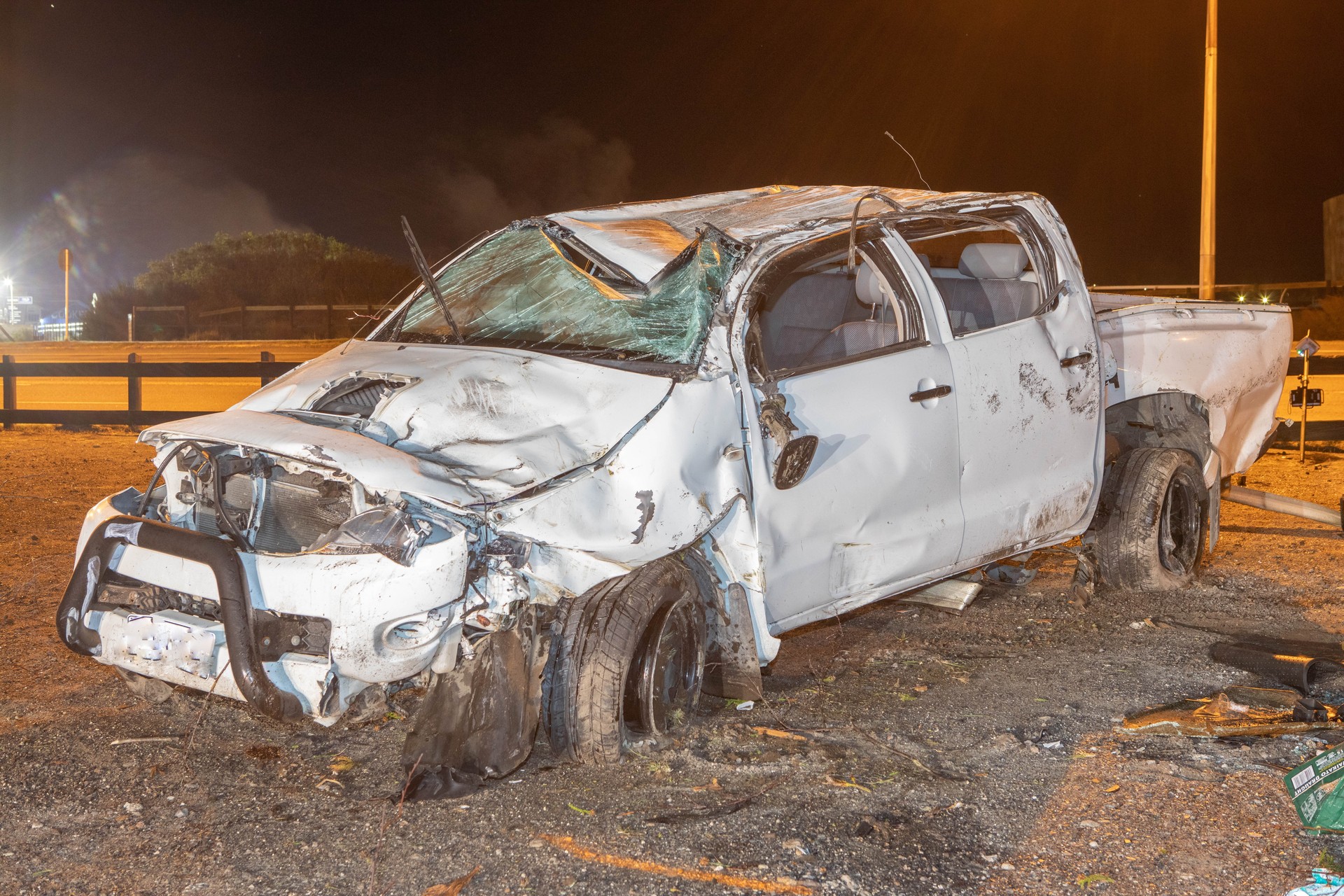 The Toyota Hilux driven by Hunter Ericsson that crashed on Te Ngae Rd, killing Joshua Heath. Photo / Supplied