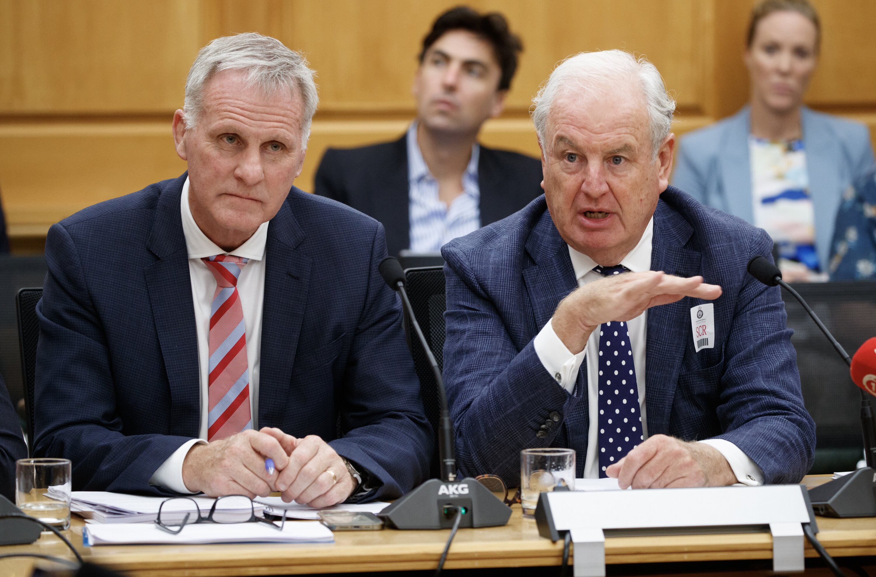 KiwiRail chief executive Peter Reidy, left, and chairman David McLean. Photo / Mark Mitchell 
