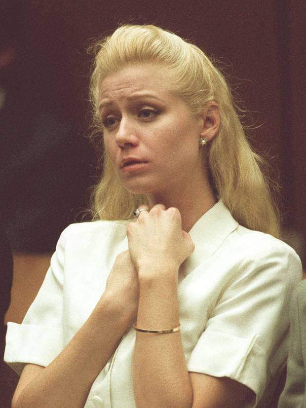 Anna Eriksson sits in a Los Angeles courtroom as she waits for a judge to make a decision on whether she can marry Lyle Menendez. Photo / AP