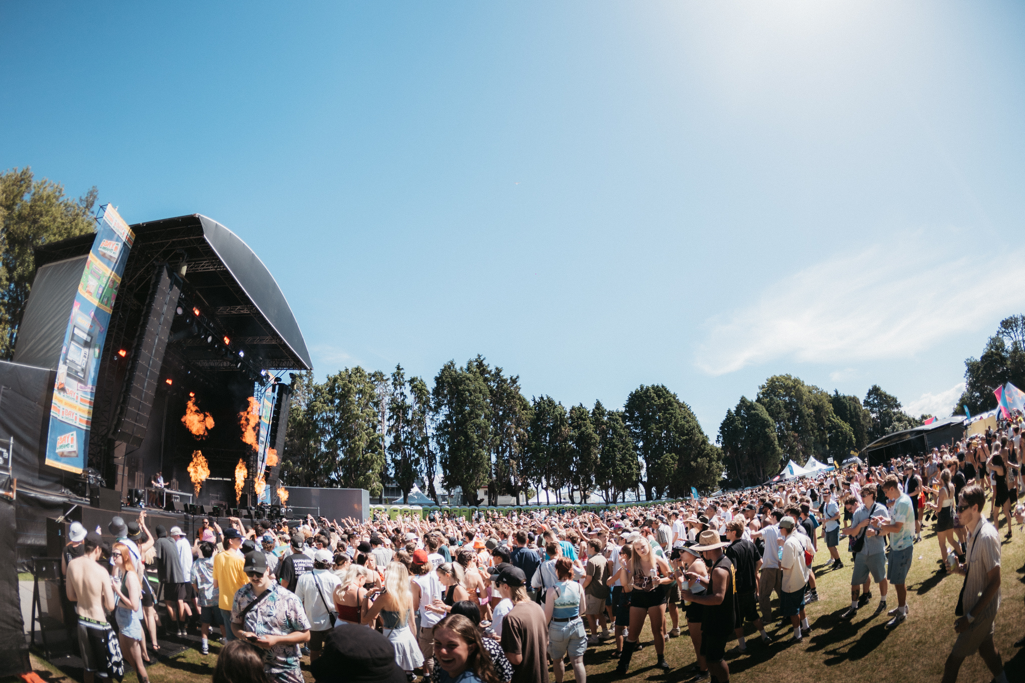 A crowd of festival-goers at Bay Dreams North 2024 in Tauranga's Wharepai Domain. Photo / Darshil Patel