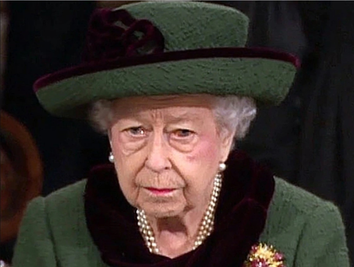 Queen Elizabeth crying during Prince Philip memorial service. Photo / BBC