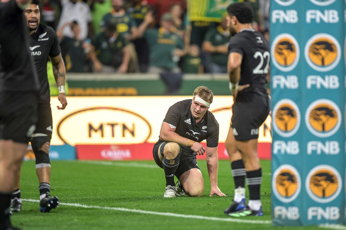 All Blacks captain Sam Cane appears dejected after losing to the Springboks in Mbombela. Photo / Photosport