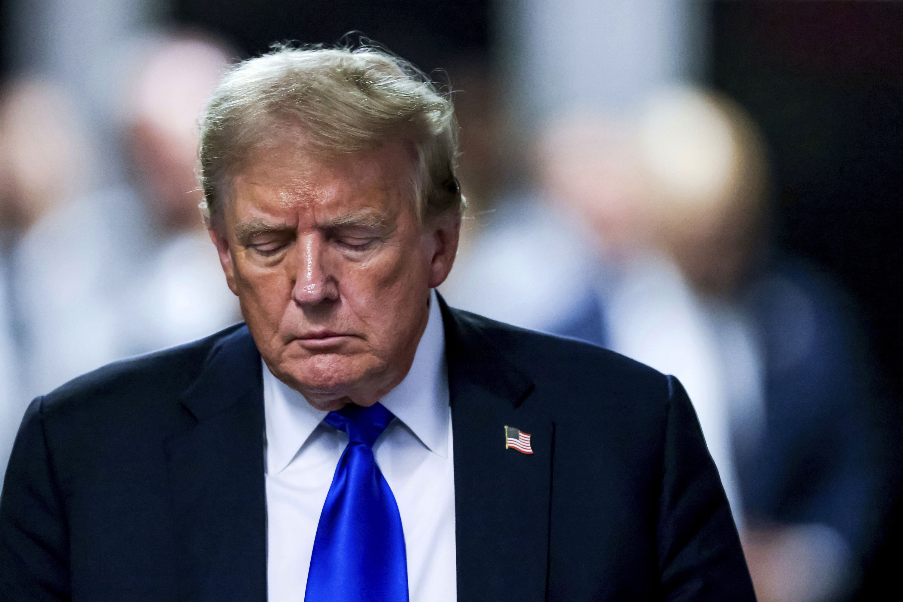 Former president Donald Trump leaves Manhattan Criminal Court on May 30, 2024. Photo / AP