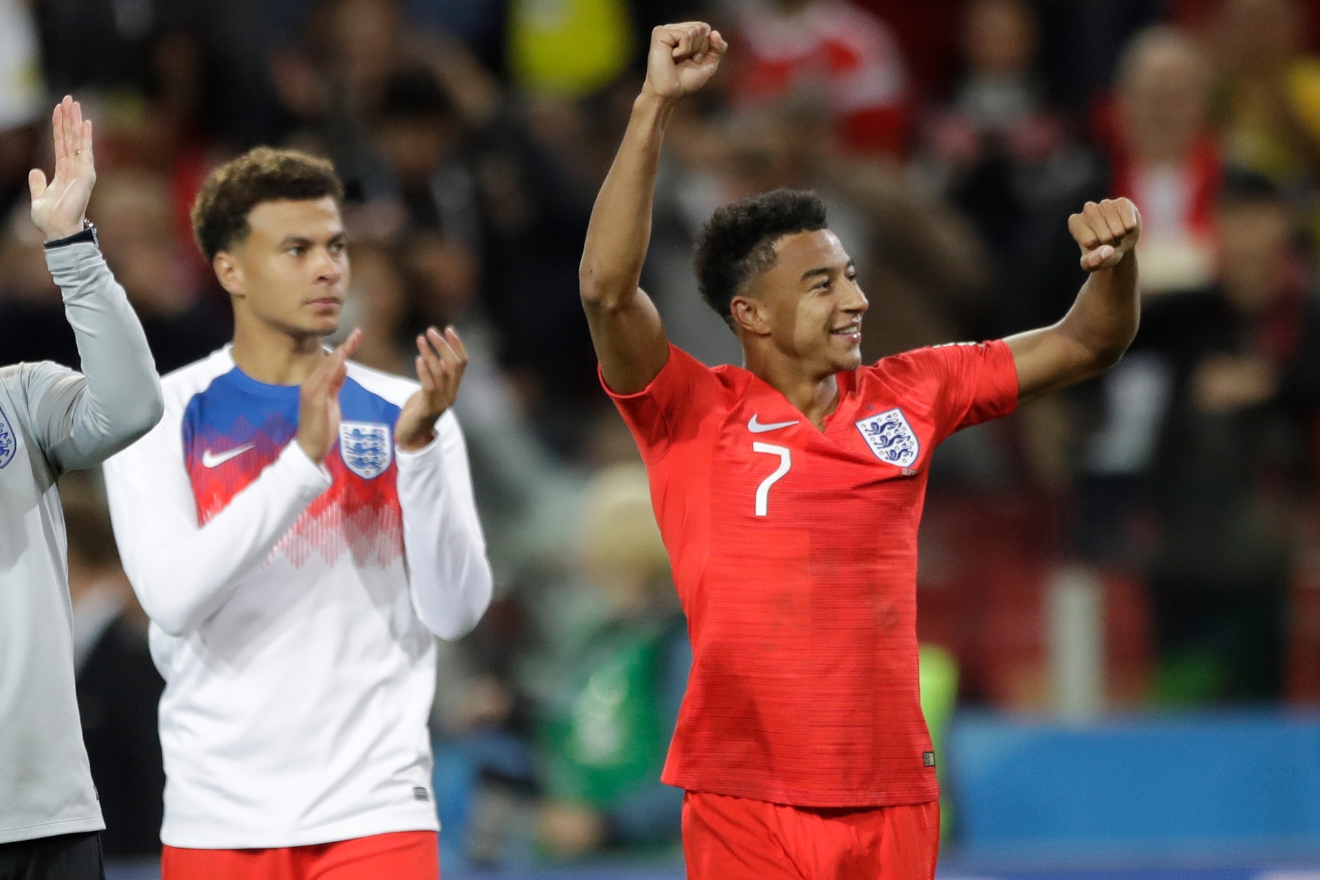 Jesse Lingard waves to the fans during the Fifa World Cup in Russia. Photo / AP