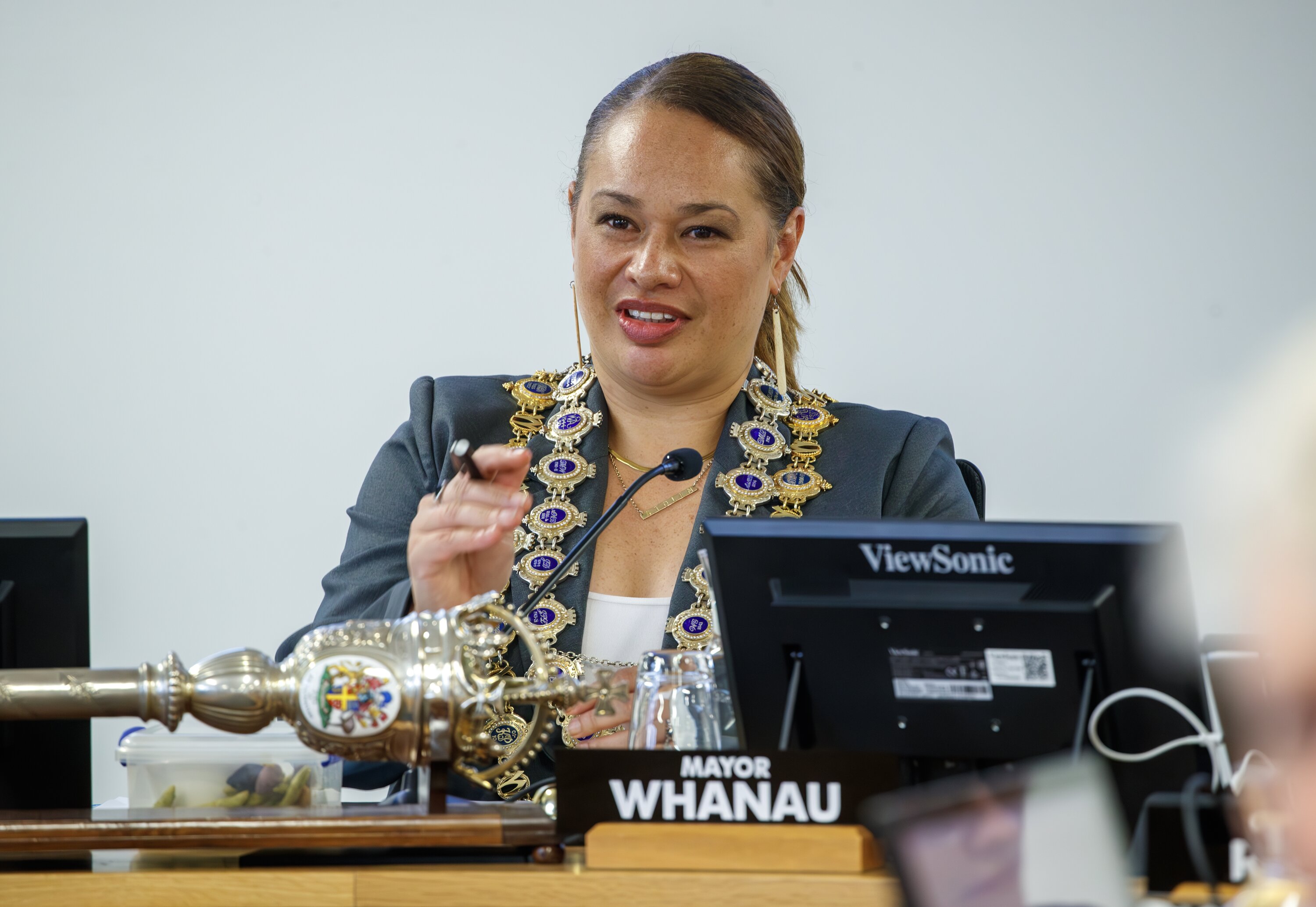 Mayor Tory Whanau during Thursday's meeting. Photo / Mark Mitchell.