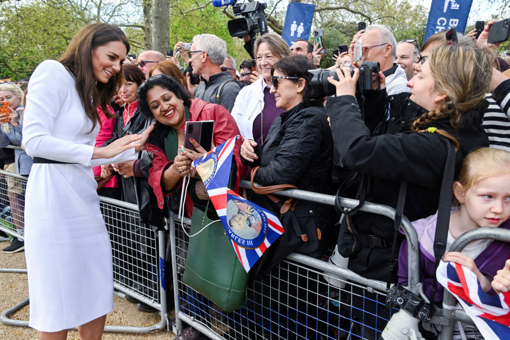 The Princess of Wales on a walkabout outside Buckingham Palace in London on Friday, meeting wellwishers ahead of the coronation. Photo / Getty Images