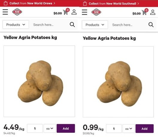 An Aucklander shared a screenshot to Facebook of the five-fold price difference.
