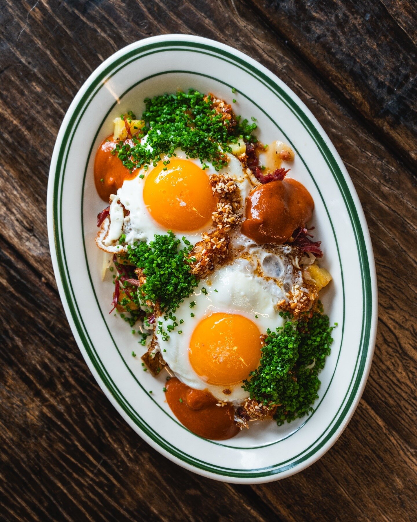 The chickpea afritada with poached eggs at Moreno Cafe, Northcote.