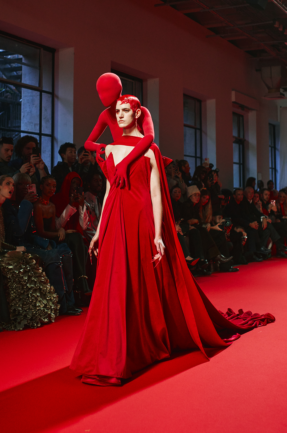 A look from the Robert Wun haute couture show, which had crystal-rain-drenched film noir vibes. Photo / Simbarashe Cha, The New York Times
