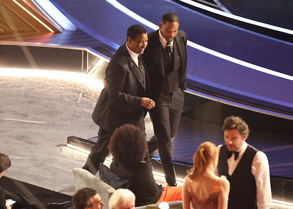 Denzel Washington comforts Will Smith during the show at the 94th Academy Awards at the Dolby Theatre at Ovation Hollywood on Sunday, March 27, 2022. Photo / Getty Images