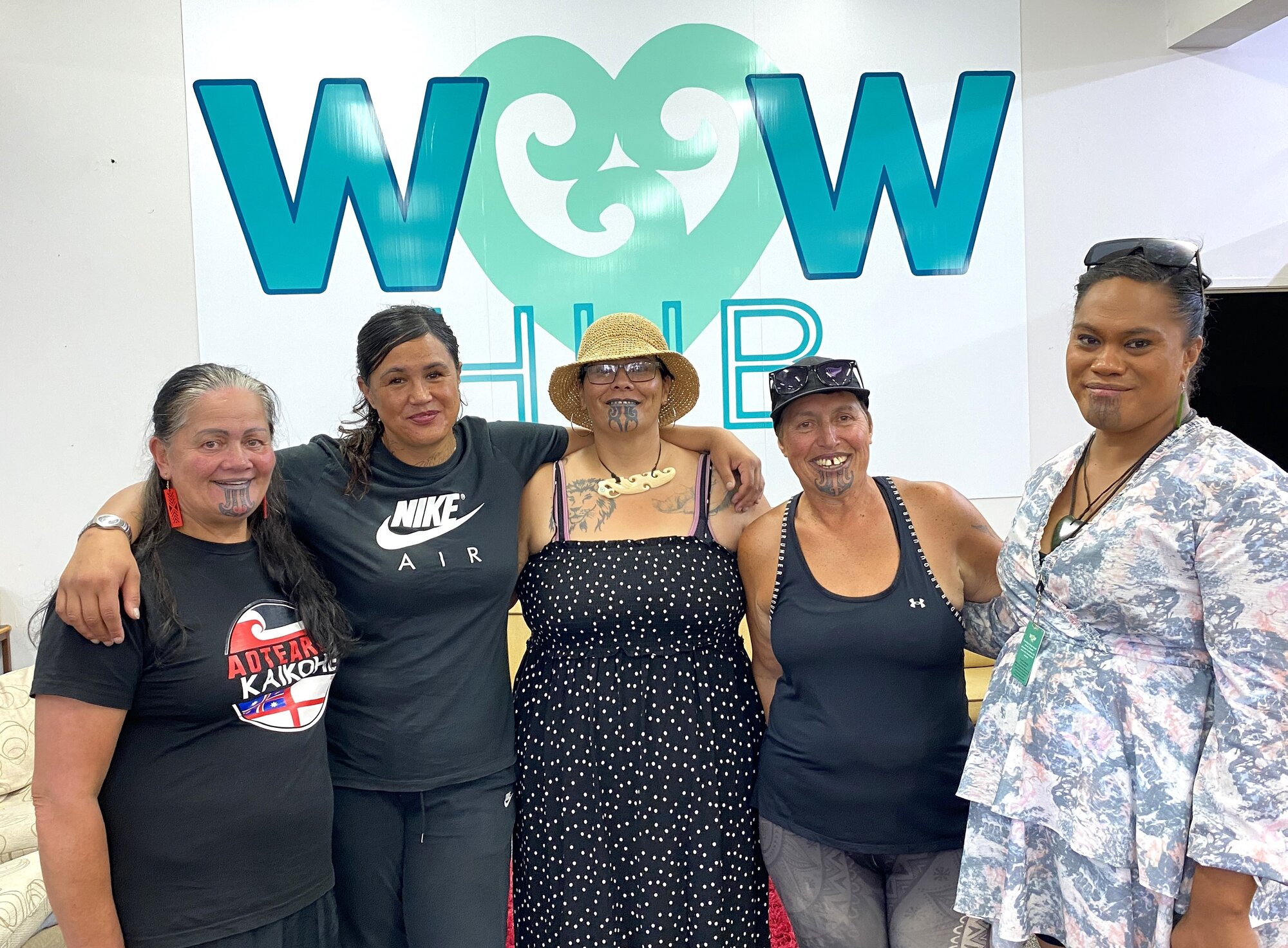 Whakaoranga Whānau Recovery Hub in Kaikohe is all about supporting recovering meth addicts, including through peer support, say Deeann Kopa, Lesley Allen, Karo Tamehana, Rhonda Zielinski and Hailey Parata. Photo / Denise Piper