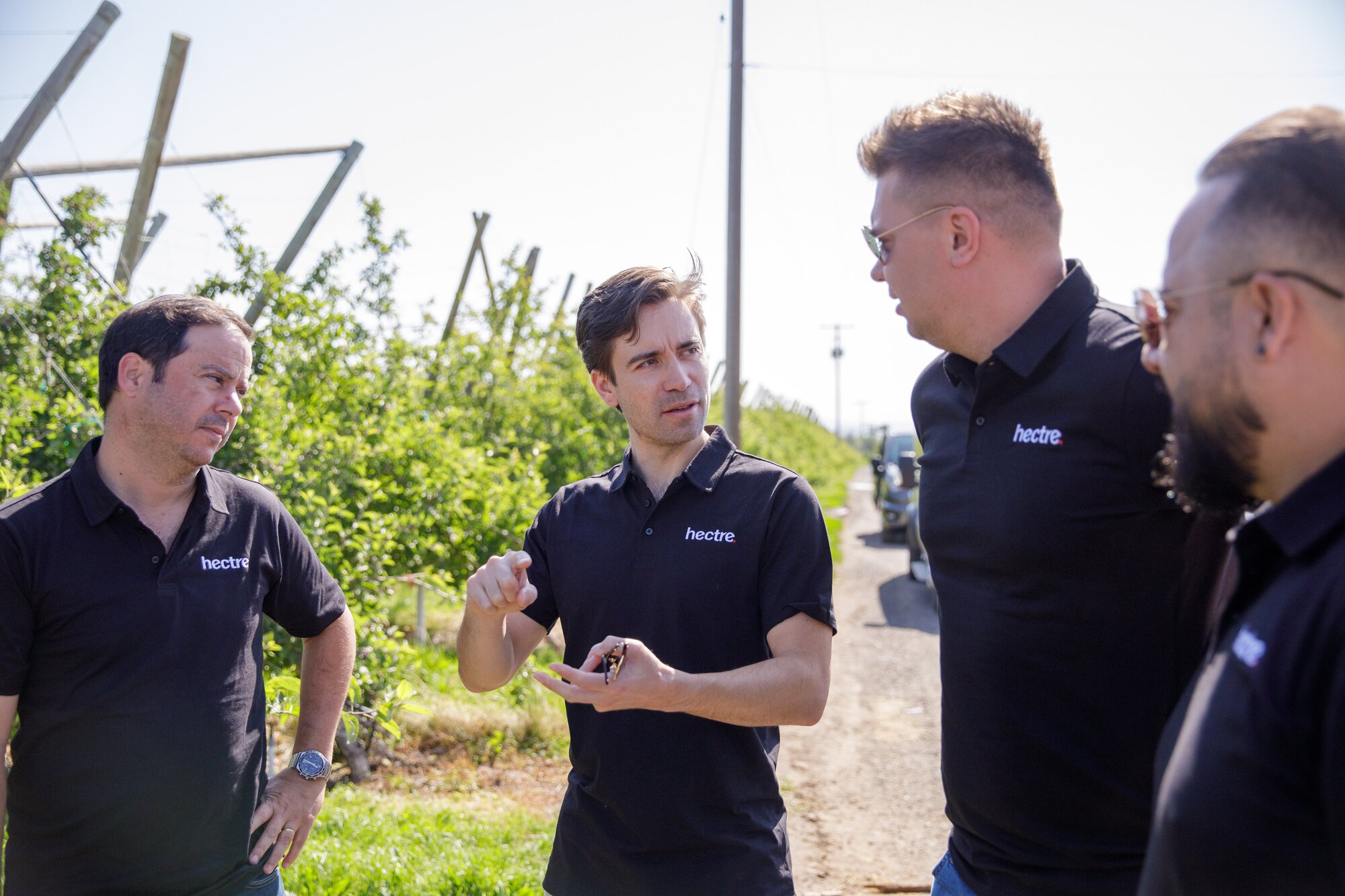 Hectre co-founder and chief executive Matty Blomfield (centre) with customers in Washington State.