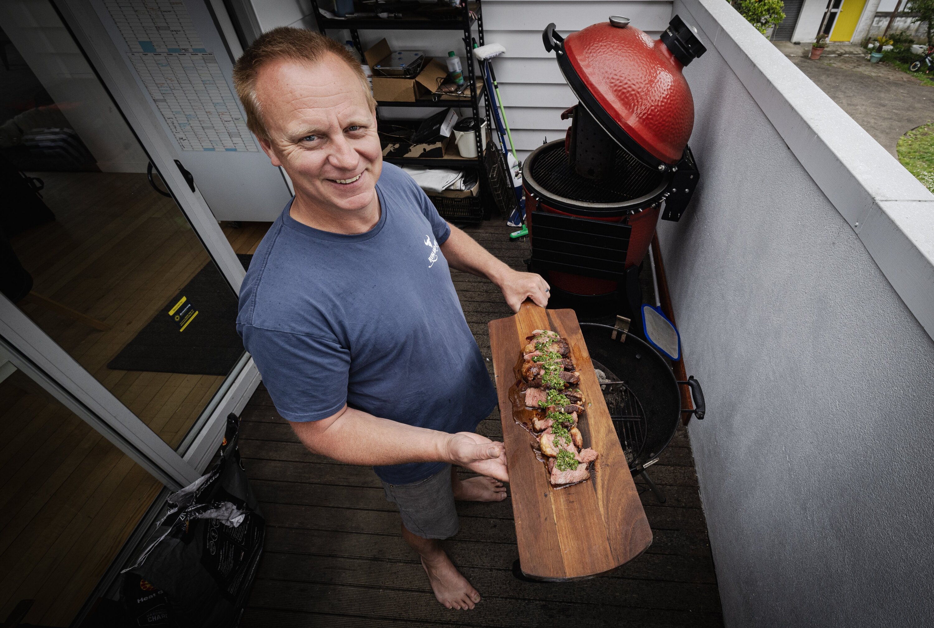 Matt Melville prepares to serve his perfectly cooked picanha. Photo / Jason Oxenham