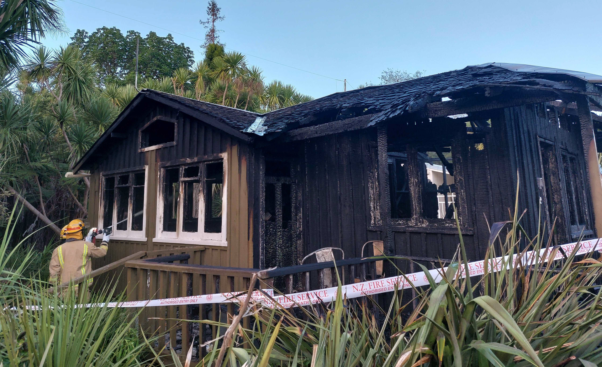 The Rainbow Youth and Gender Dynamix building after the fire at the Historic Village in June. Photo / Emma Houpt