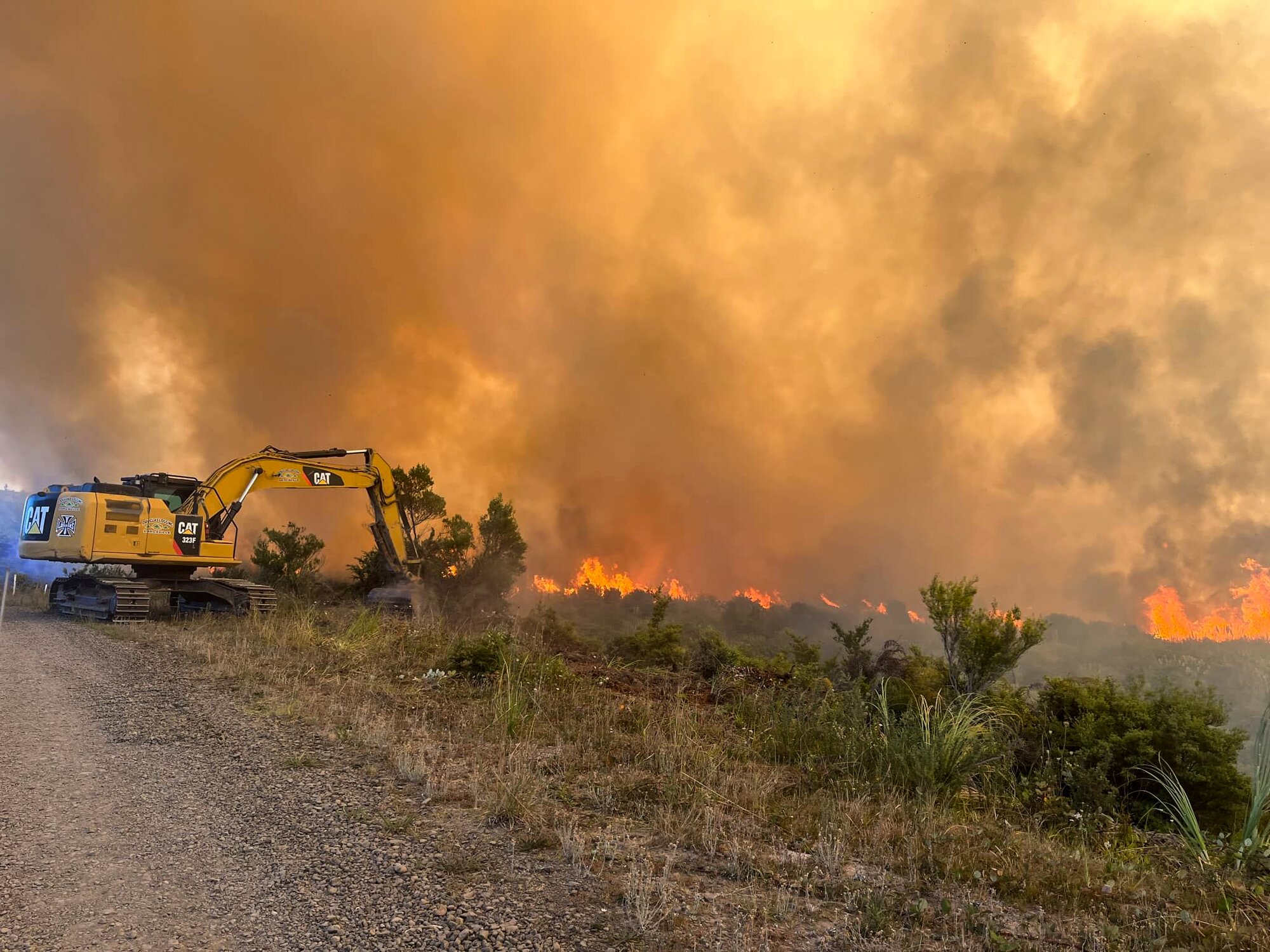 Flames and smoke from a scrub fire in the Waipoua Forest. Photo / Ōmāpere Volunteer Fire Brigade