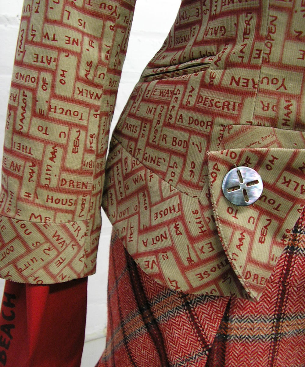 Doris De Pont’s Beausoleil House and Children print jacket, with text from Greg O’Brien’s poem.