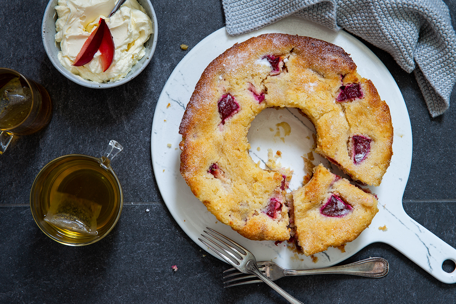 Serve this cake with creme fraiche or lightly whipped cream. Photo / Babiche Martens