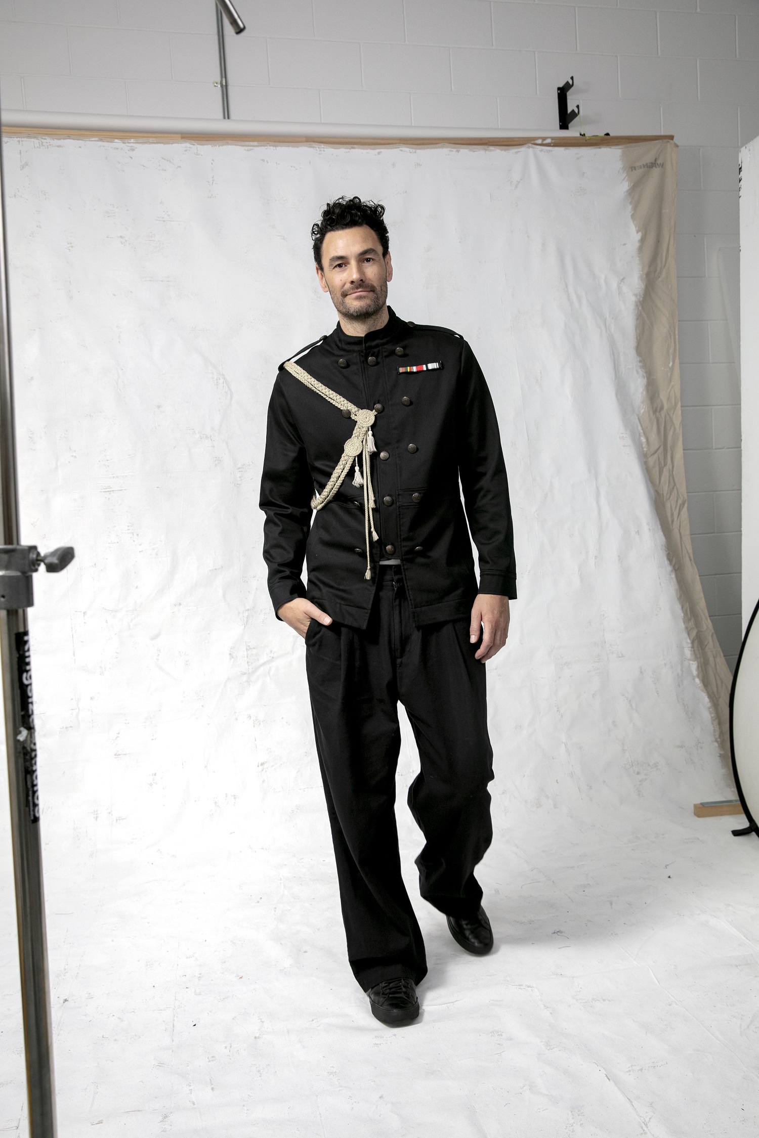 Des Rusk wears jacket from Royally Screwed spring/summer 2009. Photo / Babiche Martens