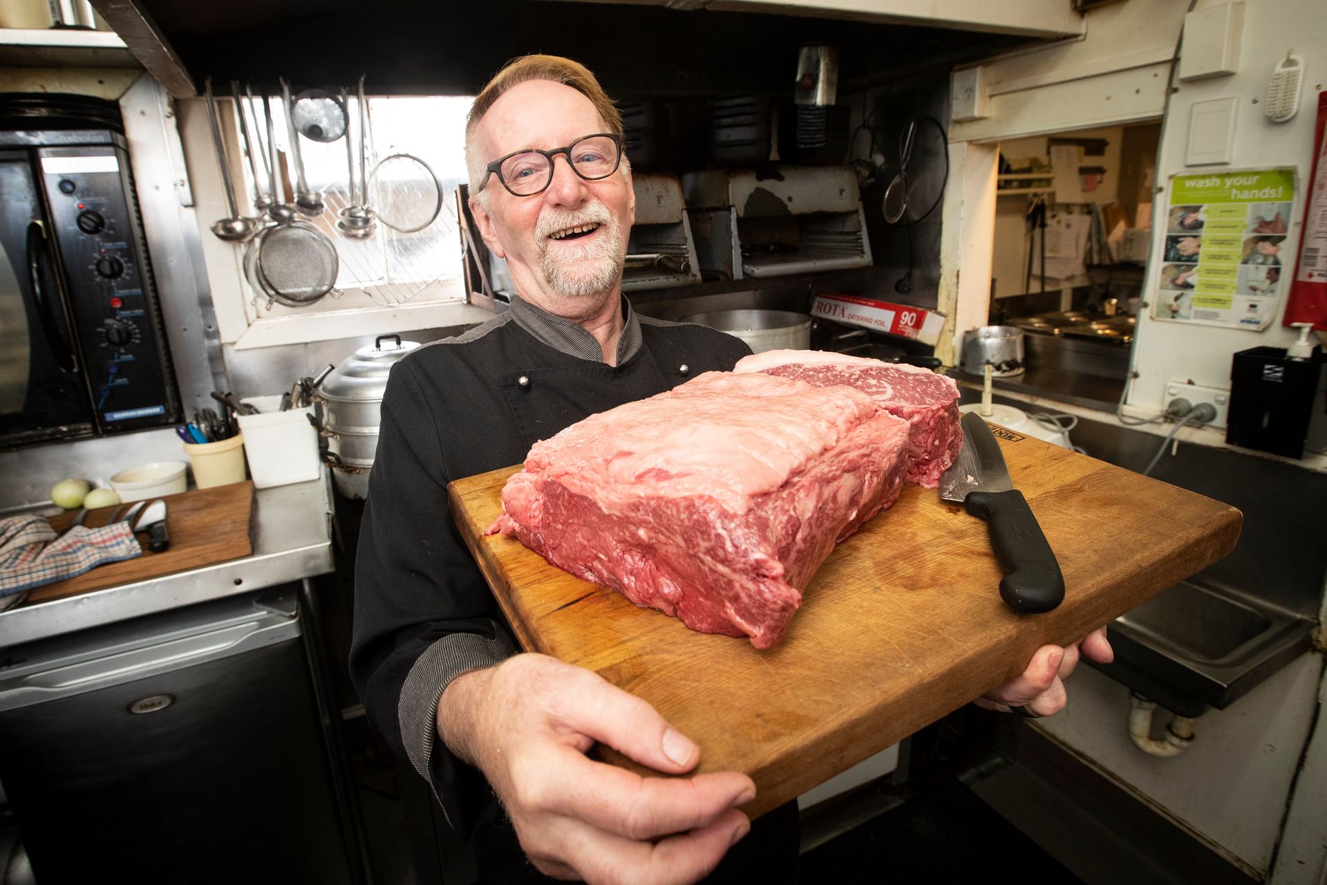 Tony Astle with $1000 of Wagyu Beef in January 2020.  Photo / Jason Oxenham