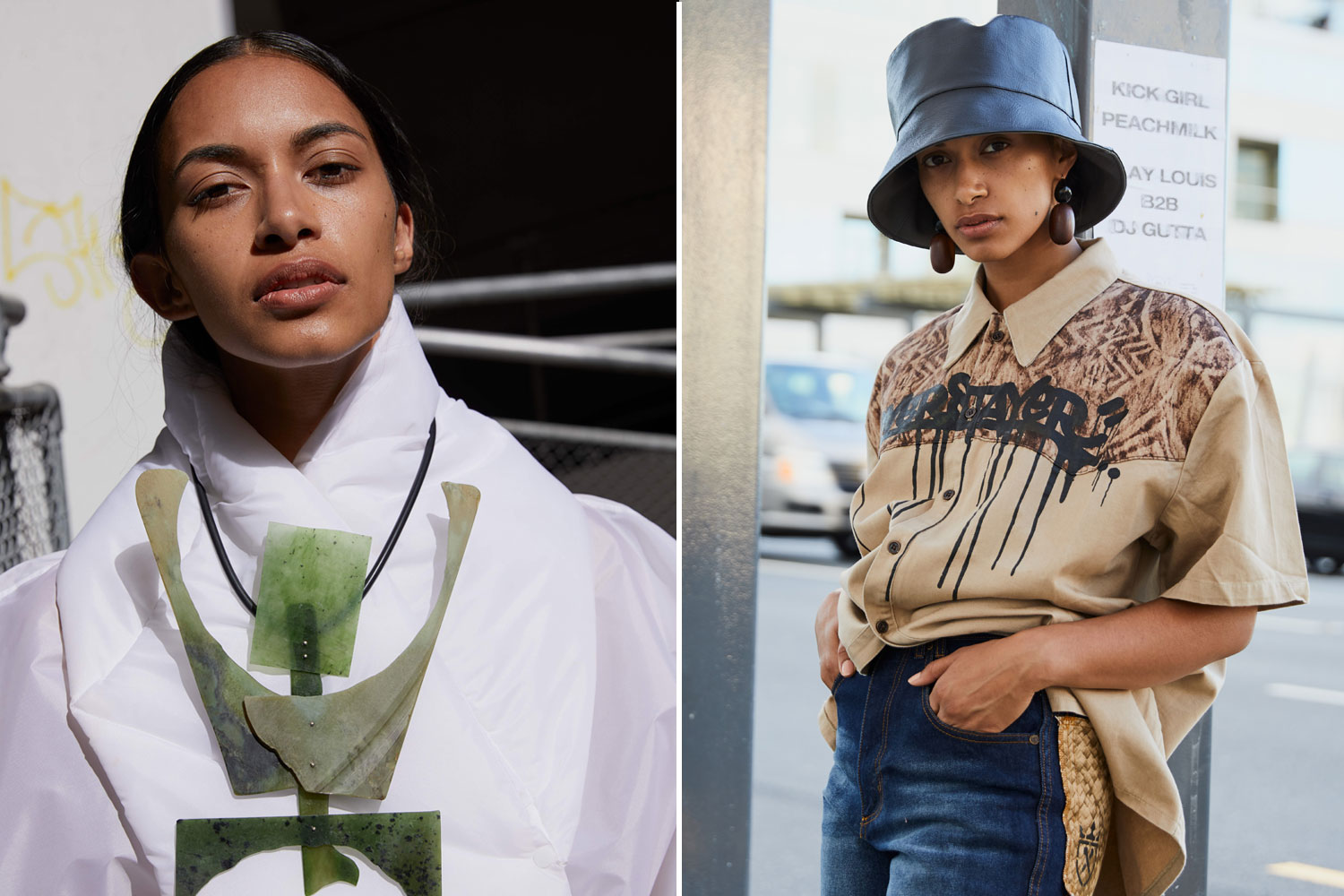 Model wears items from Moana Currents: Dressing Aotearoa Now exhibition. Photos / Mara Sommer