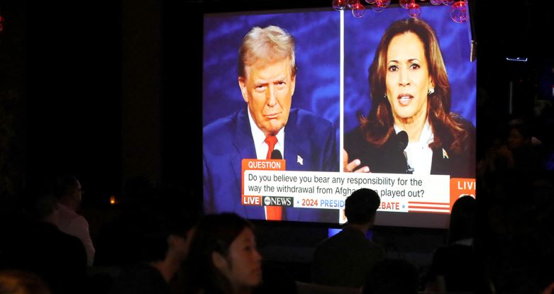 People attend a watch party for the US Presidential debate between Kamala Harris and former Donald Trump in New York. Photo / AFP