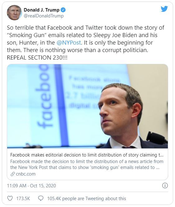 Donald Trump gets fired up about social media companies, while posting on social media.