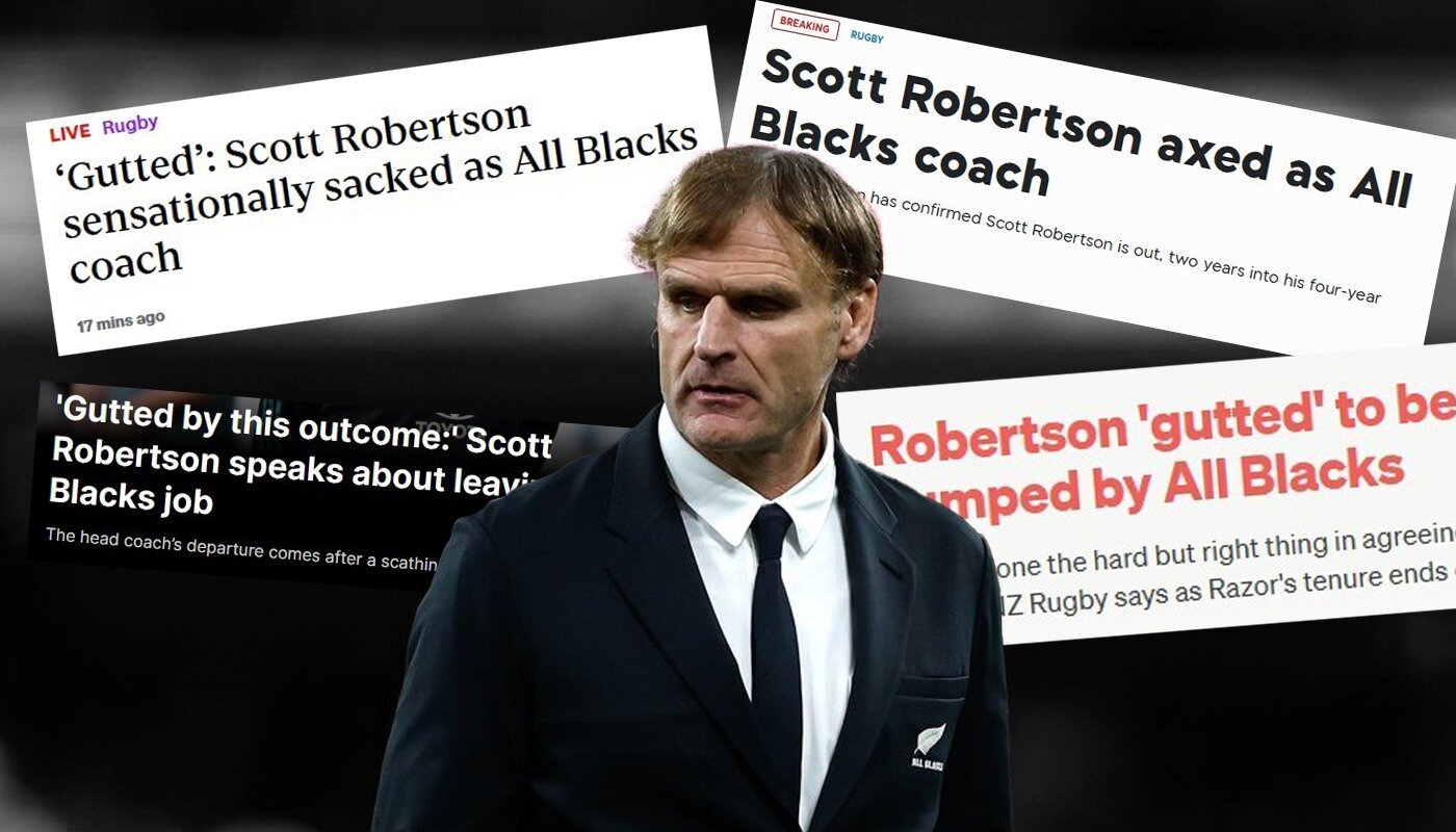Scott Robertson's departure generated headlines here and across the world. Photo montage / Photosport, Ollie Rusden