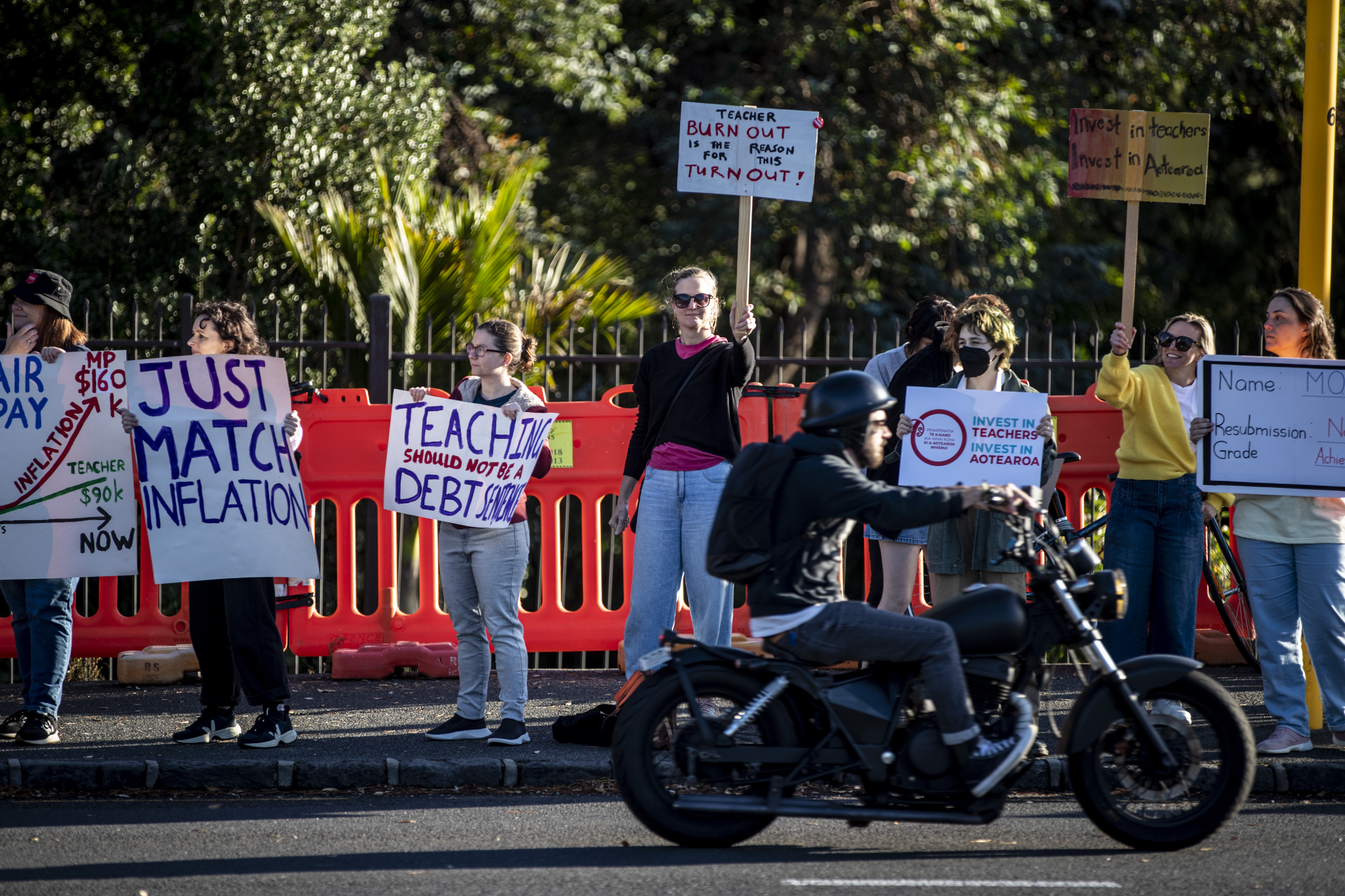 Striking teachers gather in Auckland in March. Photo / Michael Craig




