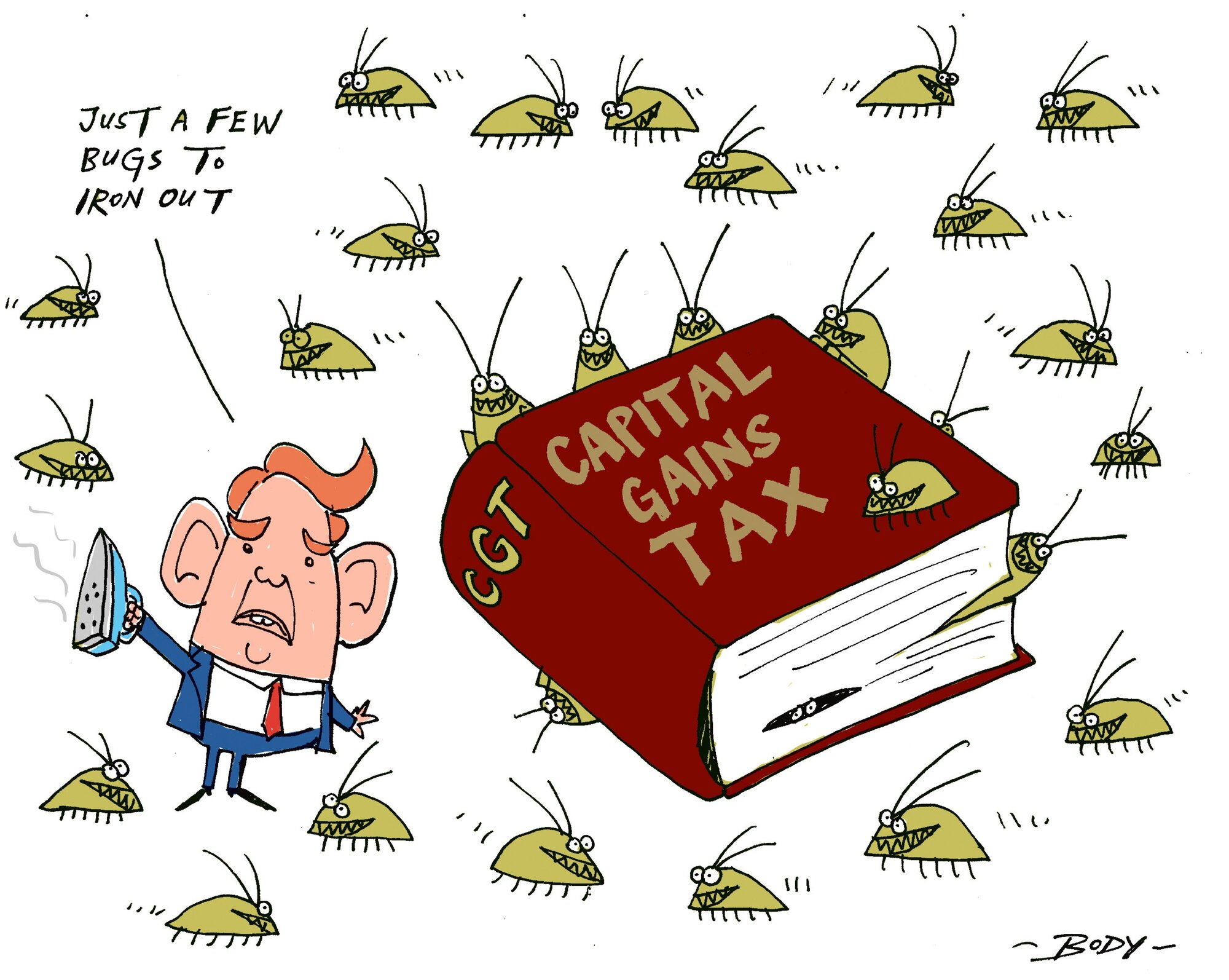 Guy Body's political cartoon for September 13 this year focused on Chris Hipkins' work on Labour's capital gains tax plan.