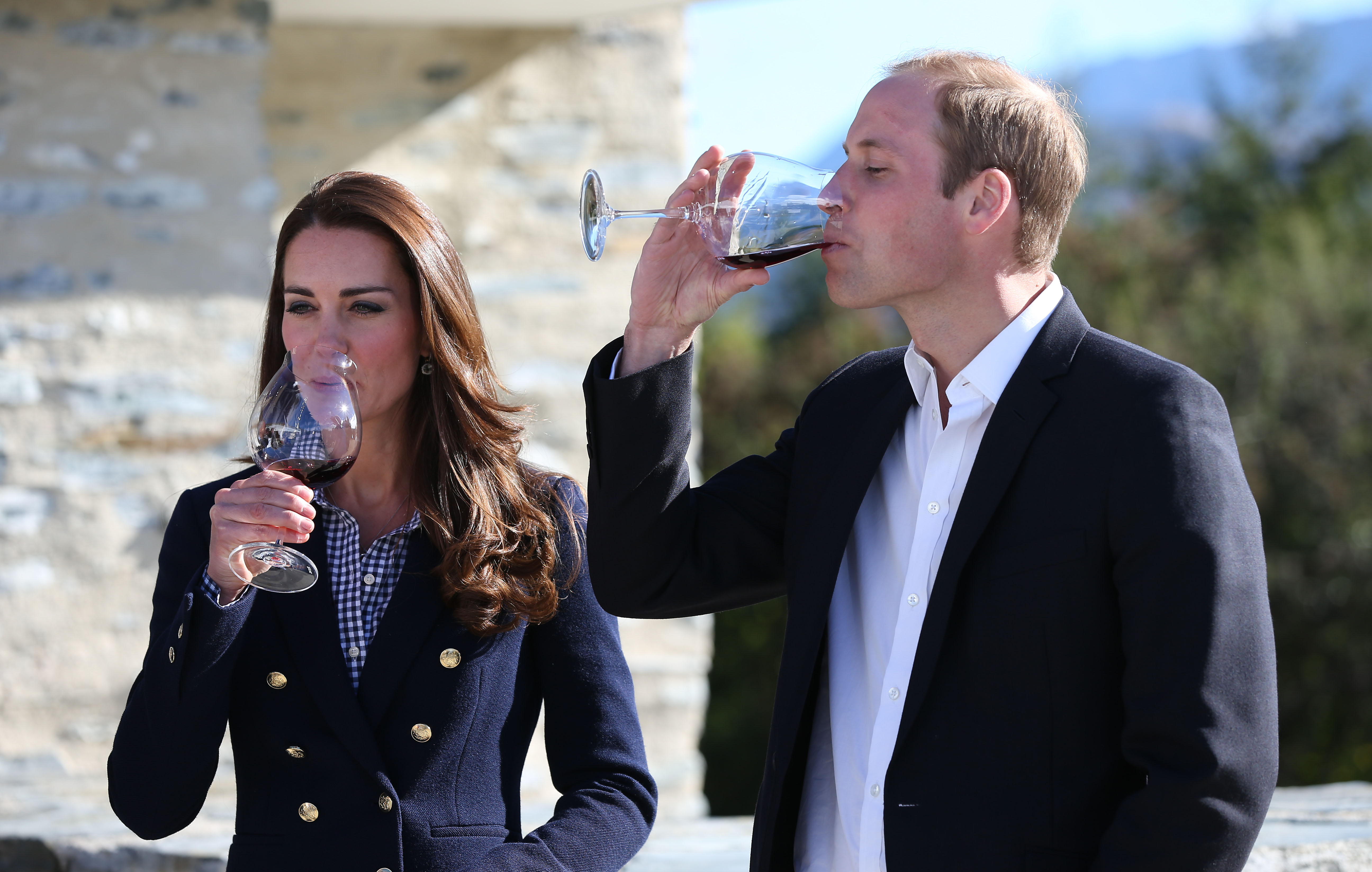 Kate and William's sampling of a range of wines during a visit to Amisfield. Photo / AFP