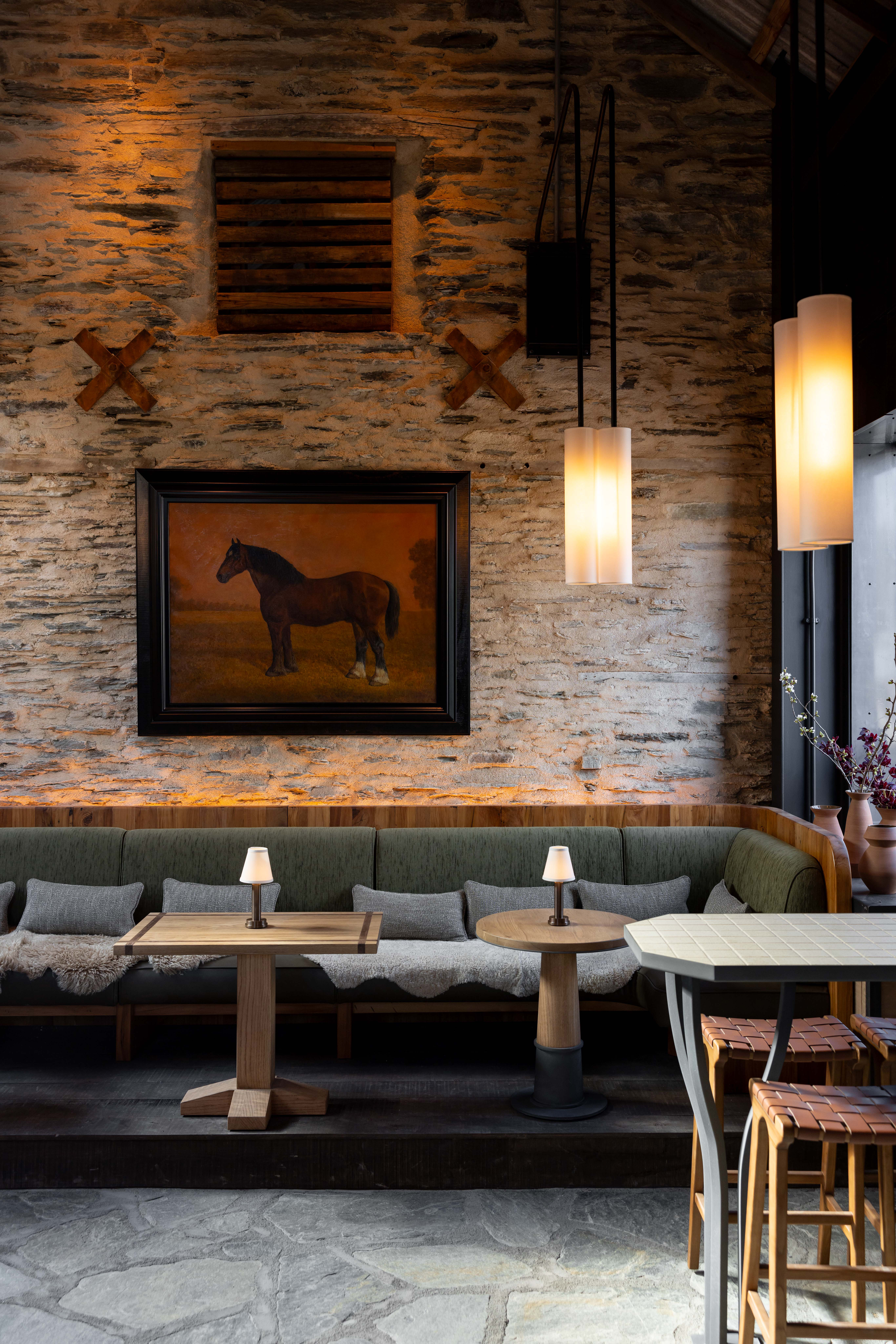 Reception Bar at The Wooldshed, part of the new dining precinct Ayrburn in Queenstown. Photo / Jono Parker