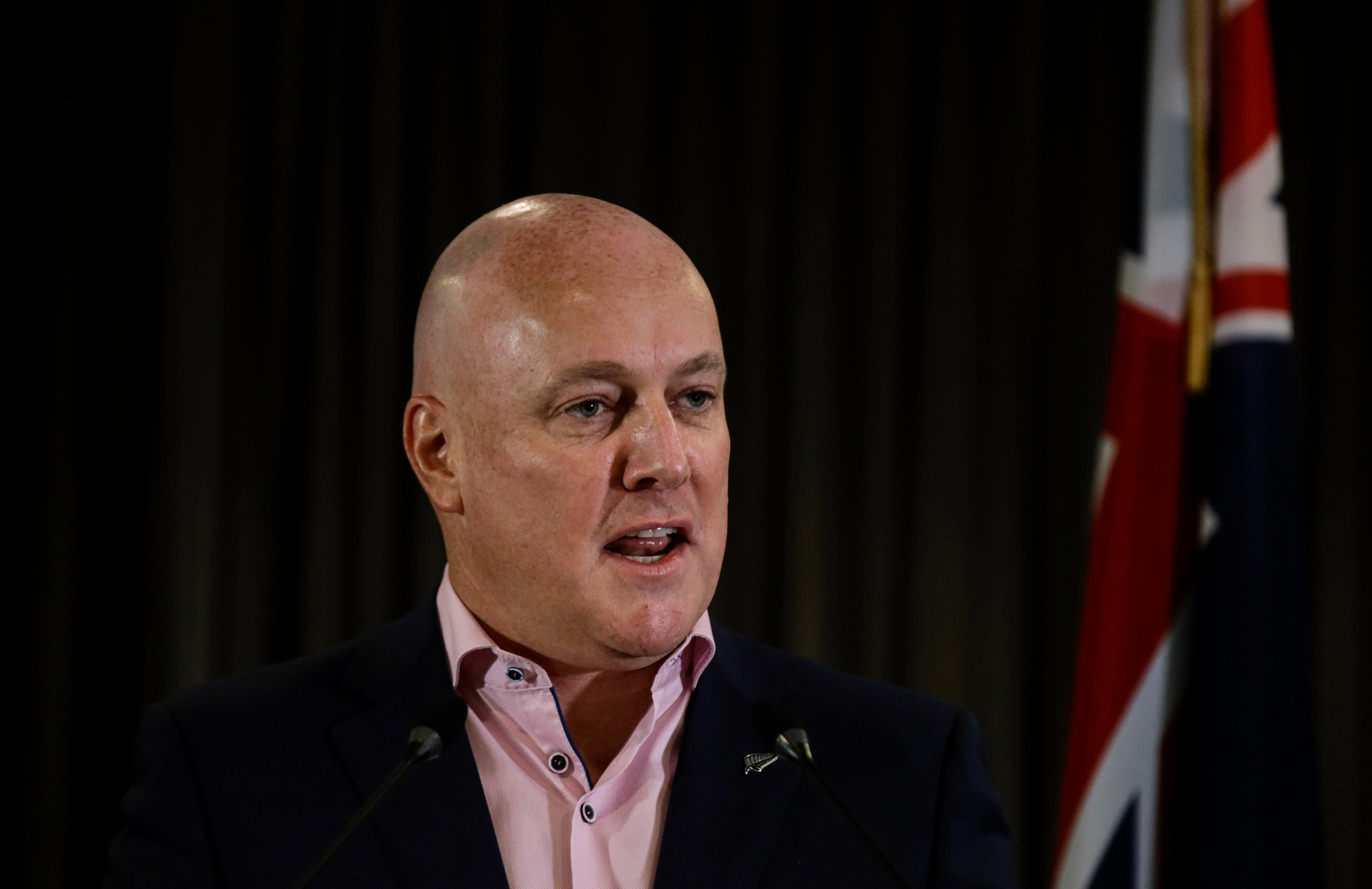 National Party leader Christopher Luxon delivering the state of the nation address. Photo / Alex Burton