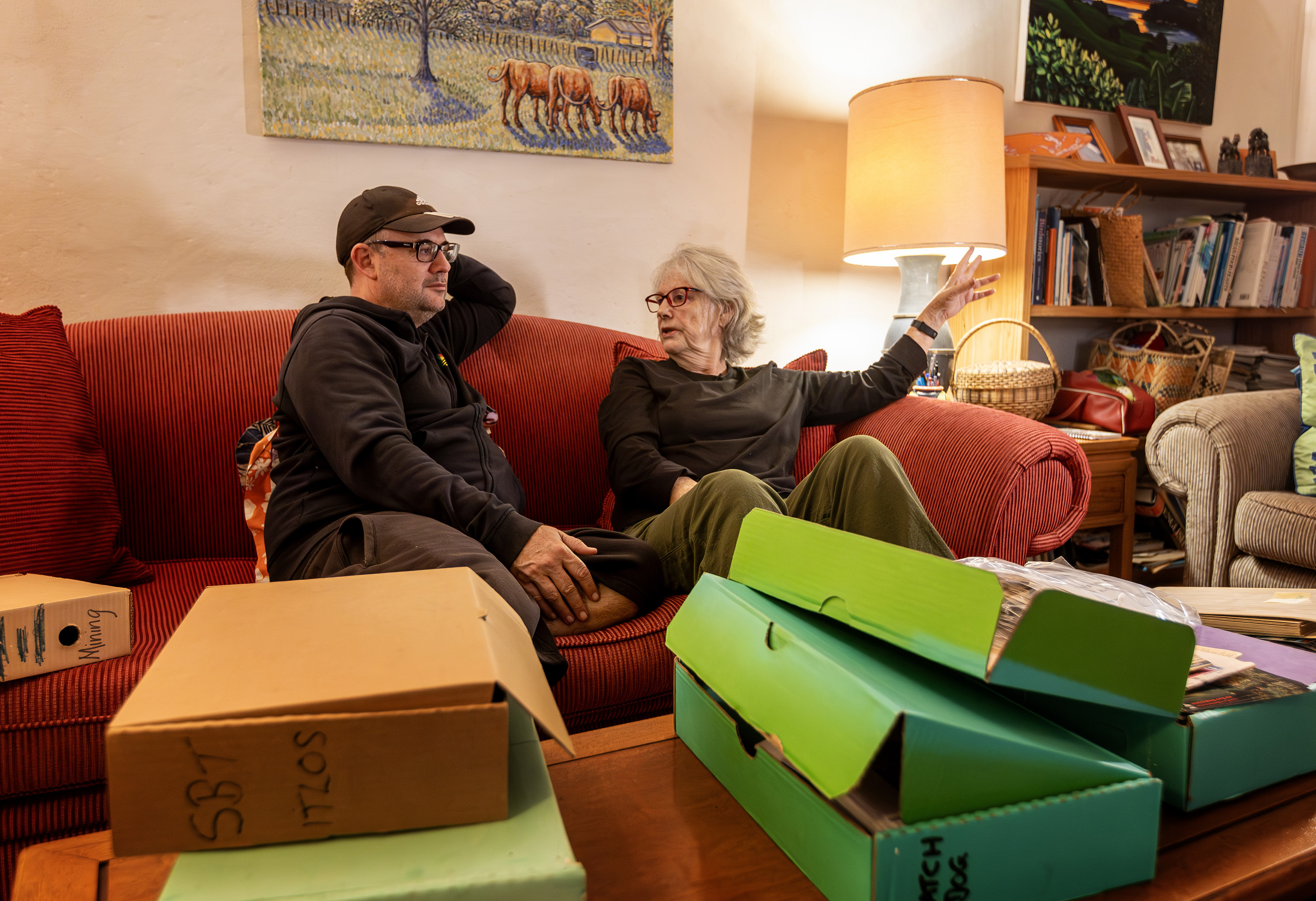 Morgan Donoghue and his mother, Kate Donoghue, at her home above Coromandel Town. Photo / Mike Scott