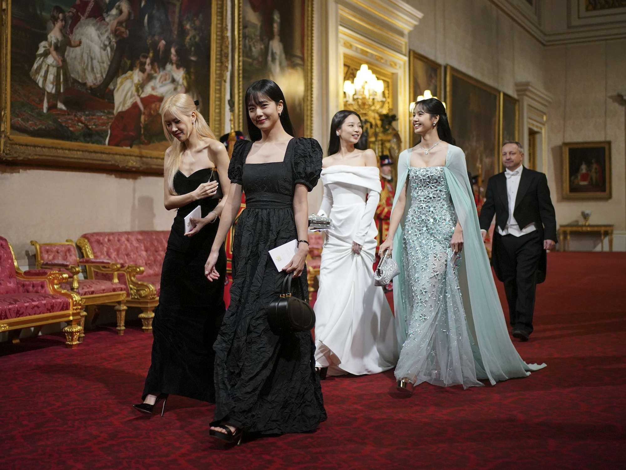 Blackpink attend the State Banquet at Buckingham Palace, London. Photo / Yui Mok/Pool for AP